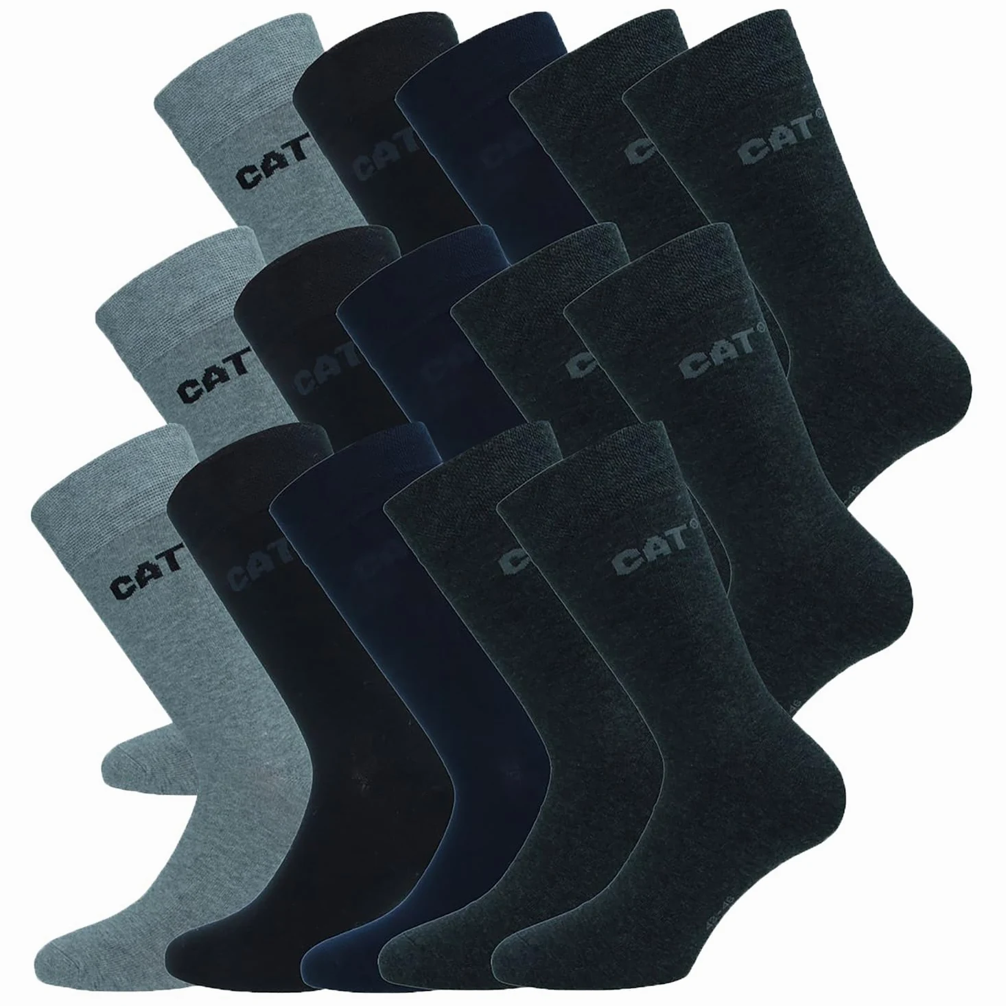 Caterpillar 10 Pares Calcetines Media Pantorrilla para Hombre - Para Cualquier Uso - Absorción Humedad - Algodón Cosido a Mano