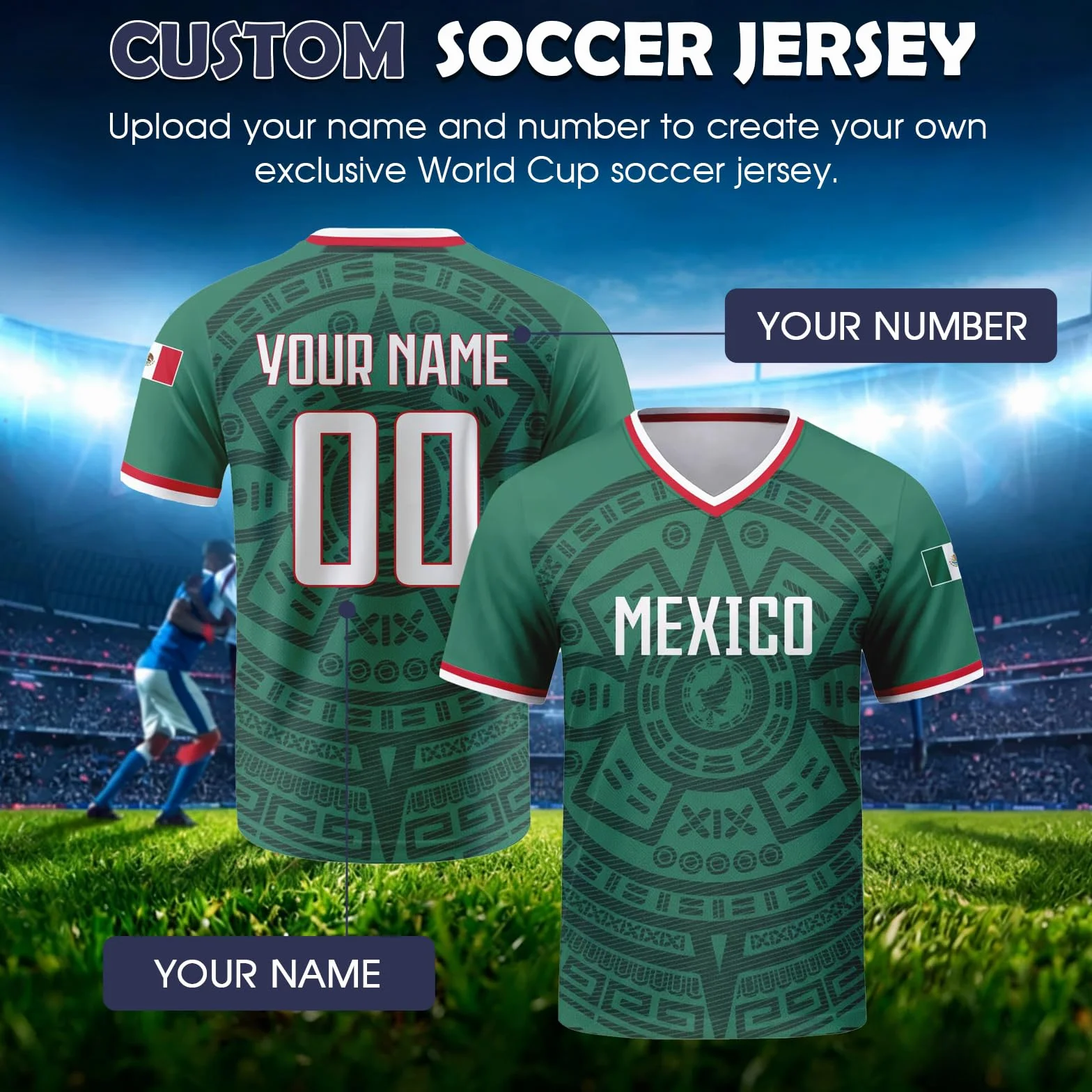 Genérico Camiseta de fútbol Personalizada, Camiseta de fútbol Nacional Personalizada con Nombre/número, Regalo Personalizado para fanáticos de Camisetas para Hombres, Mujeres y jóvenes