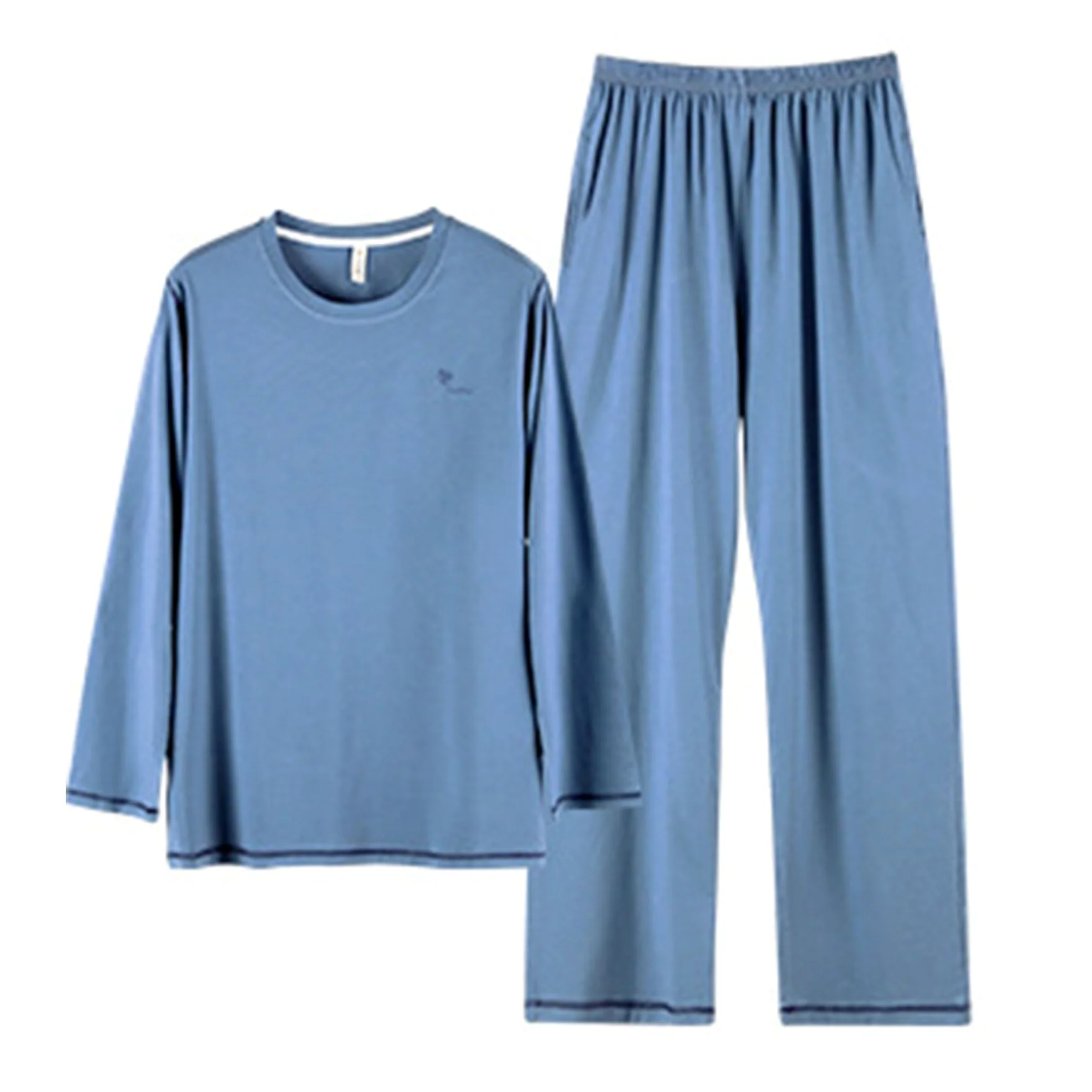 Pijama de 2 Piezas de los Hombres Modal algodón Primavera y otoño Pijama Conjunto Deportes Sueltos se Pueden Usar Fuera de la Ropa de casa