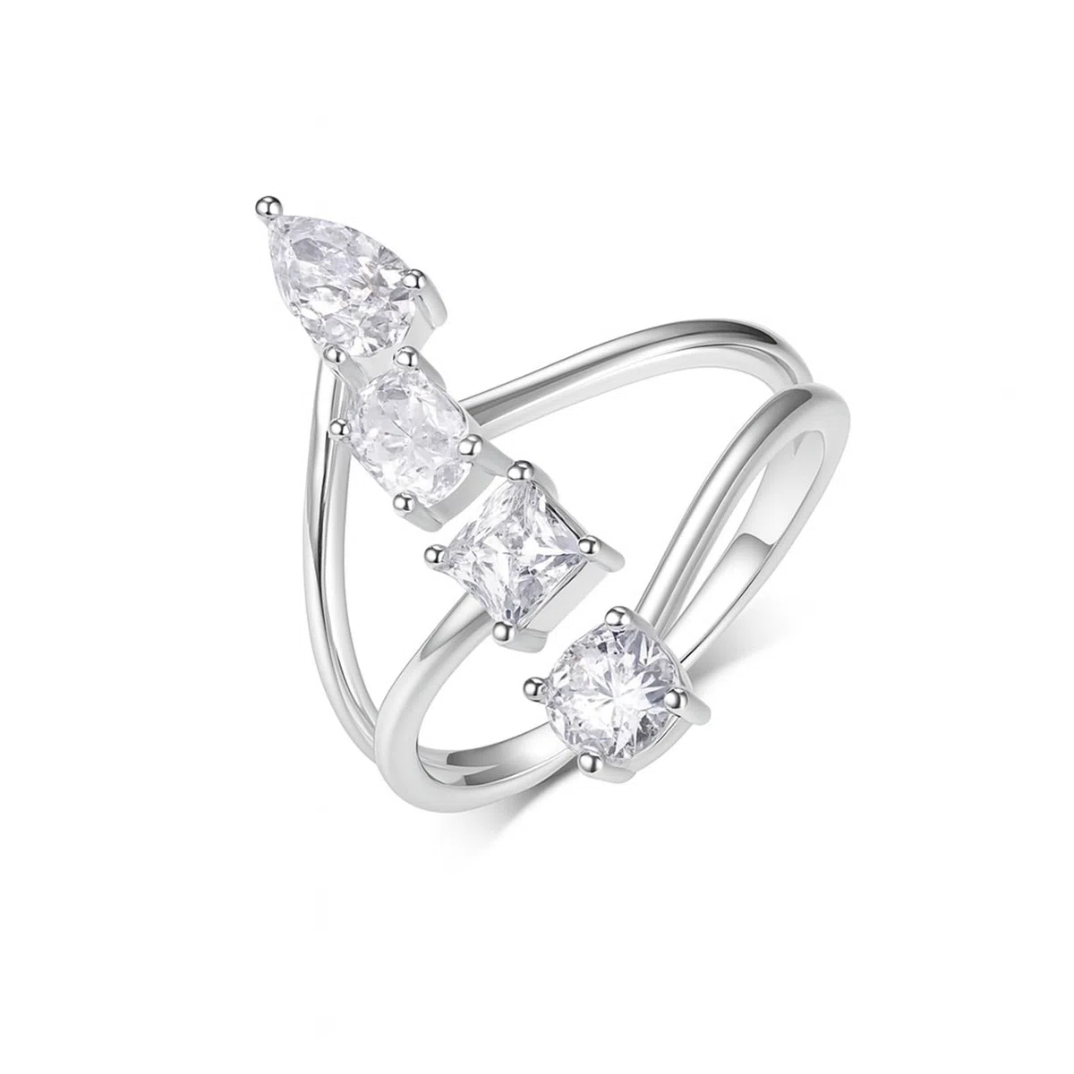 Anillo de oro auténtico con moissanite para mujer, anillo de boda, oro blanco, anillos de compromiso únicos, anillos de compromiso de oro