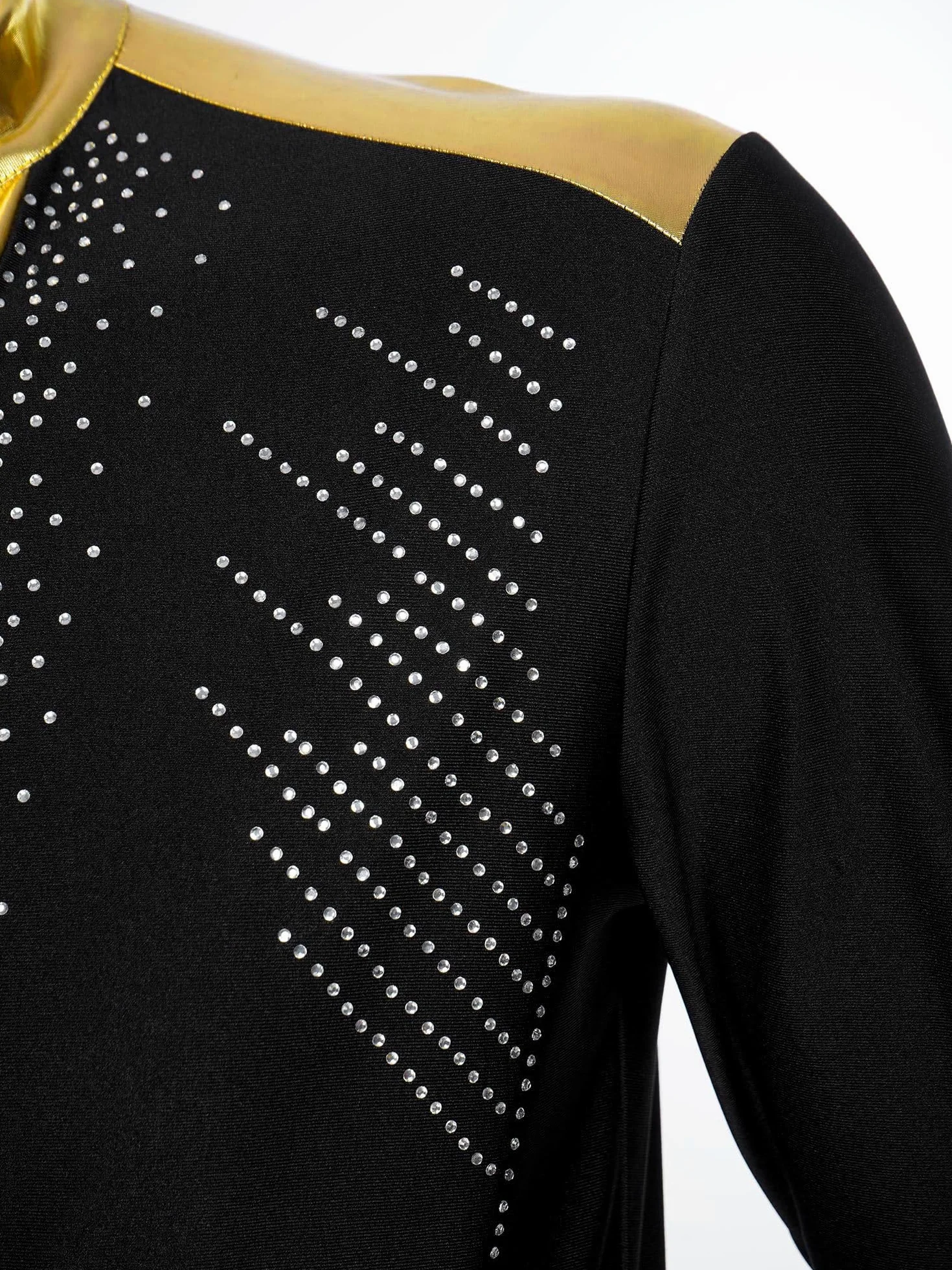 Sywiyi Camisa de baile estándar de manga larga para hombre, cuello en V, disfraz salsa cha