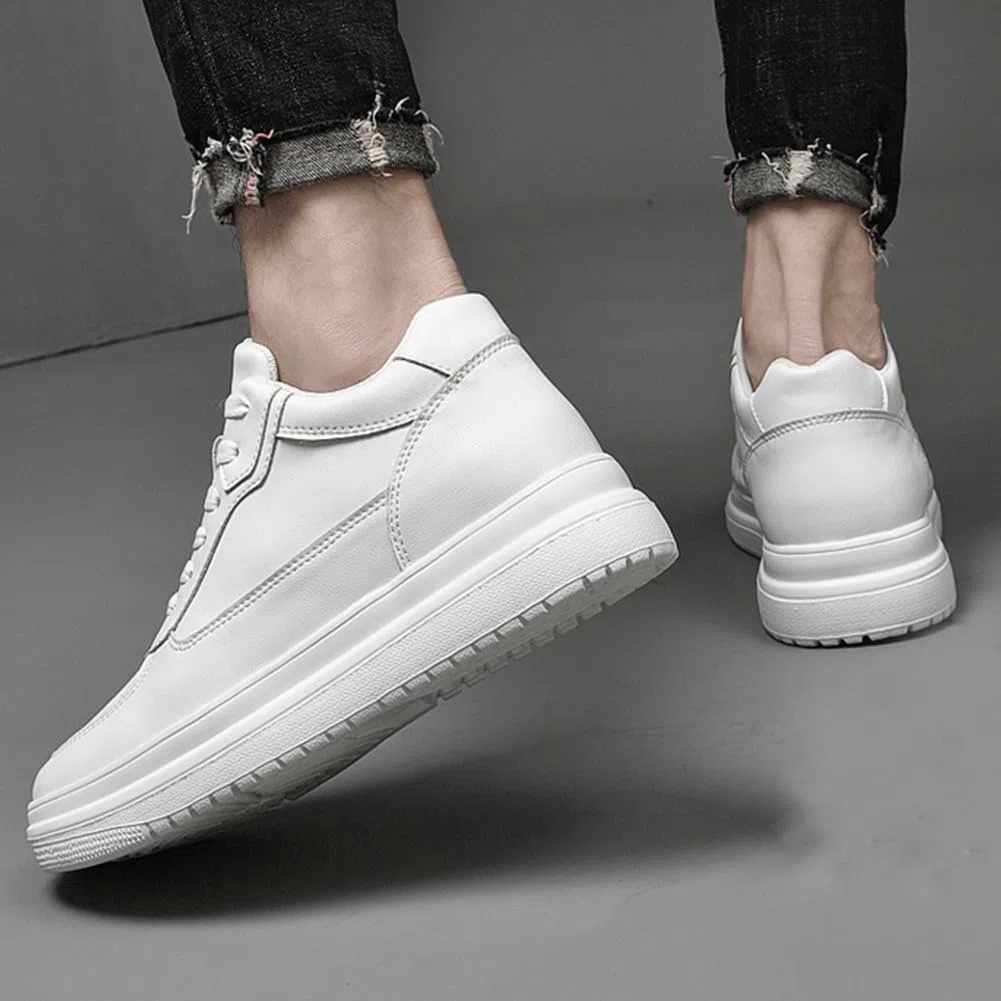 White Casual Shoes 4/6/8/10cm Hombre, White Zapatos Hombre Mujer,Casual Malla Transpirable Zapatillas de Caminar Ligeras Levantamiento Cómodas Zapatillas de Running Resistente al Desgaste Zapatos de