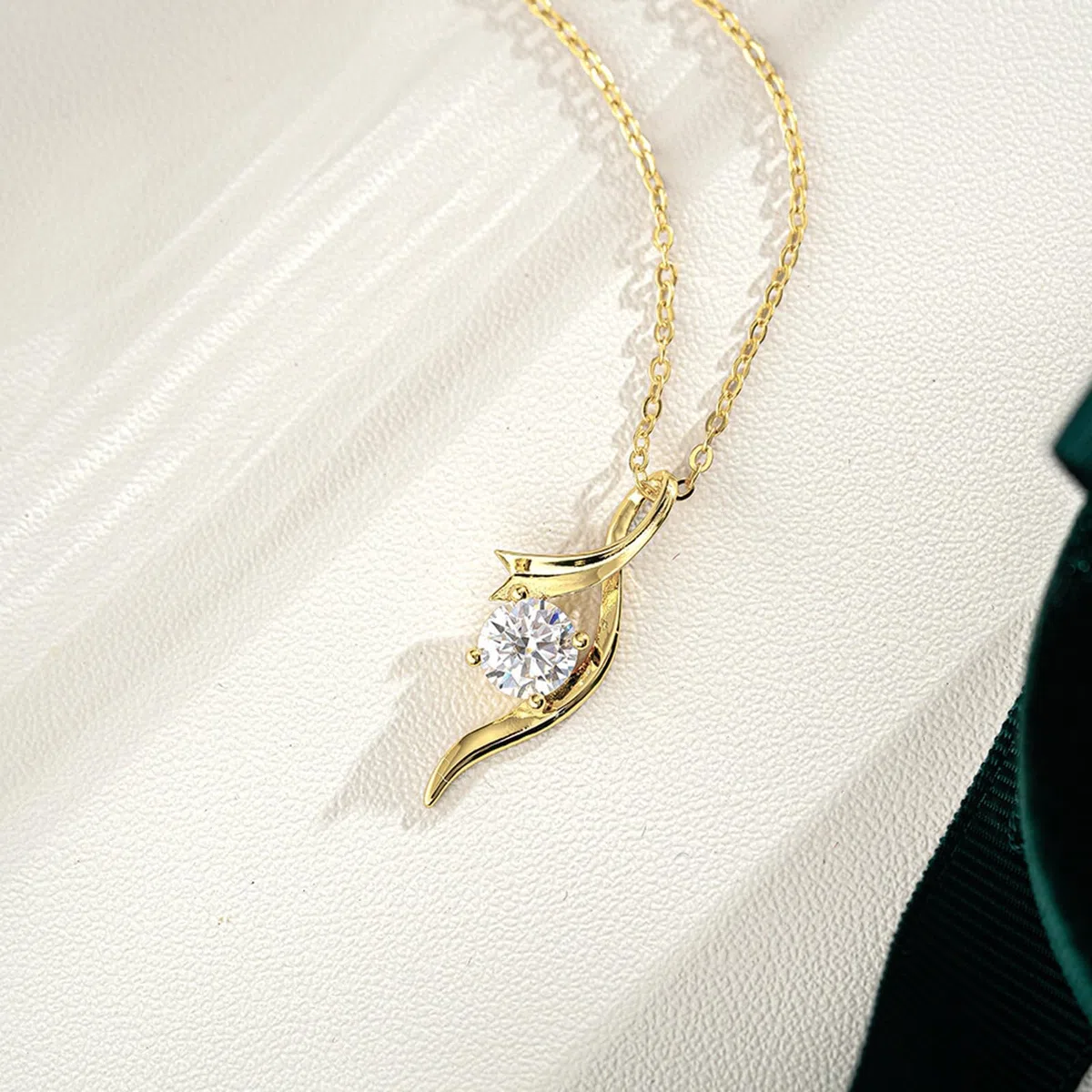 Collar infinito de oro de 9/14/18 quilates para mujer, collar con colgante redondo de moissanita de 1 quilate, oro real