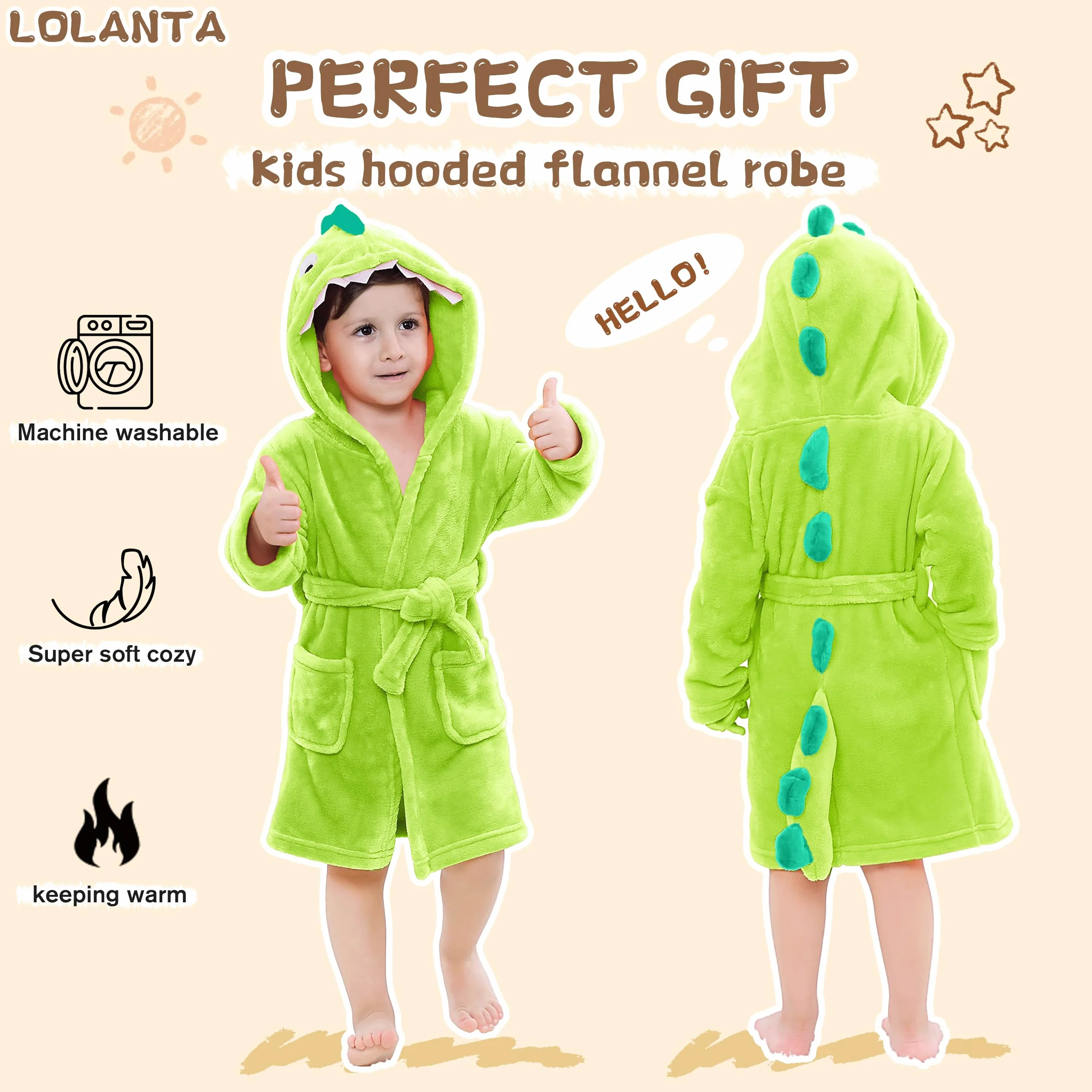 LOLANTA Albornoz con Capucha Niño, Suave Bata Casa para Niña, Ropa de Dormir Cálida 1-10 Años