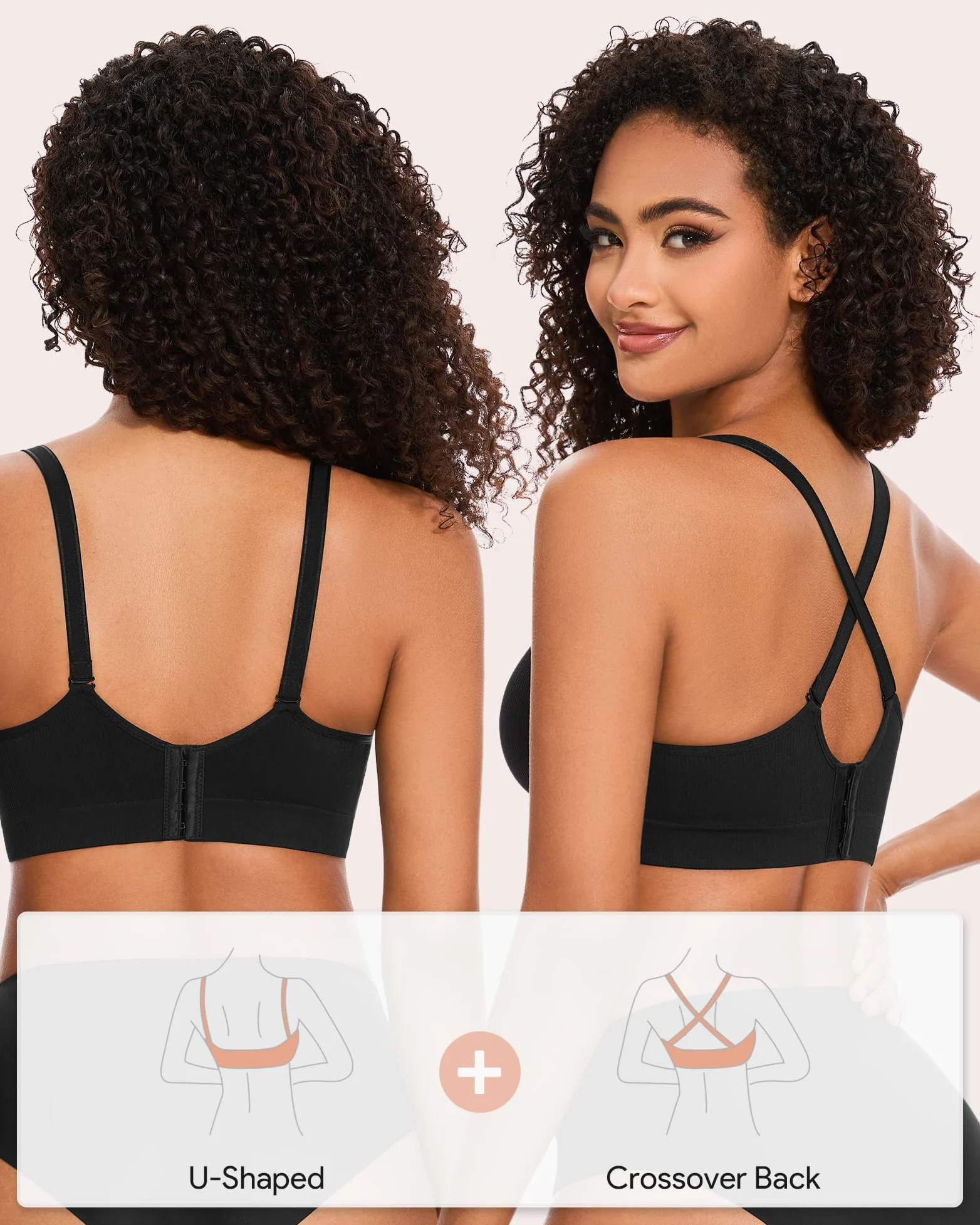 HBselect Sujetador sin Aros Mujer con Relleno Cómodo Minimizer Bralette Sujetador Push Up Mujer sin Costuras con Extra Extensor