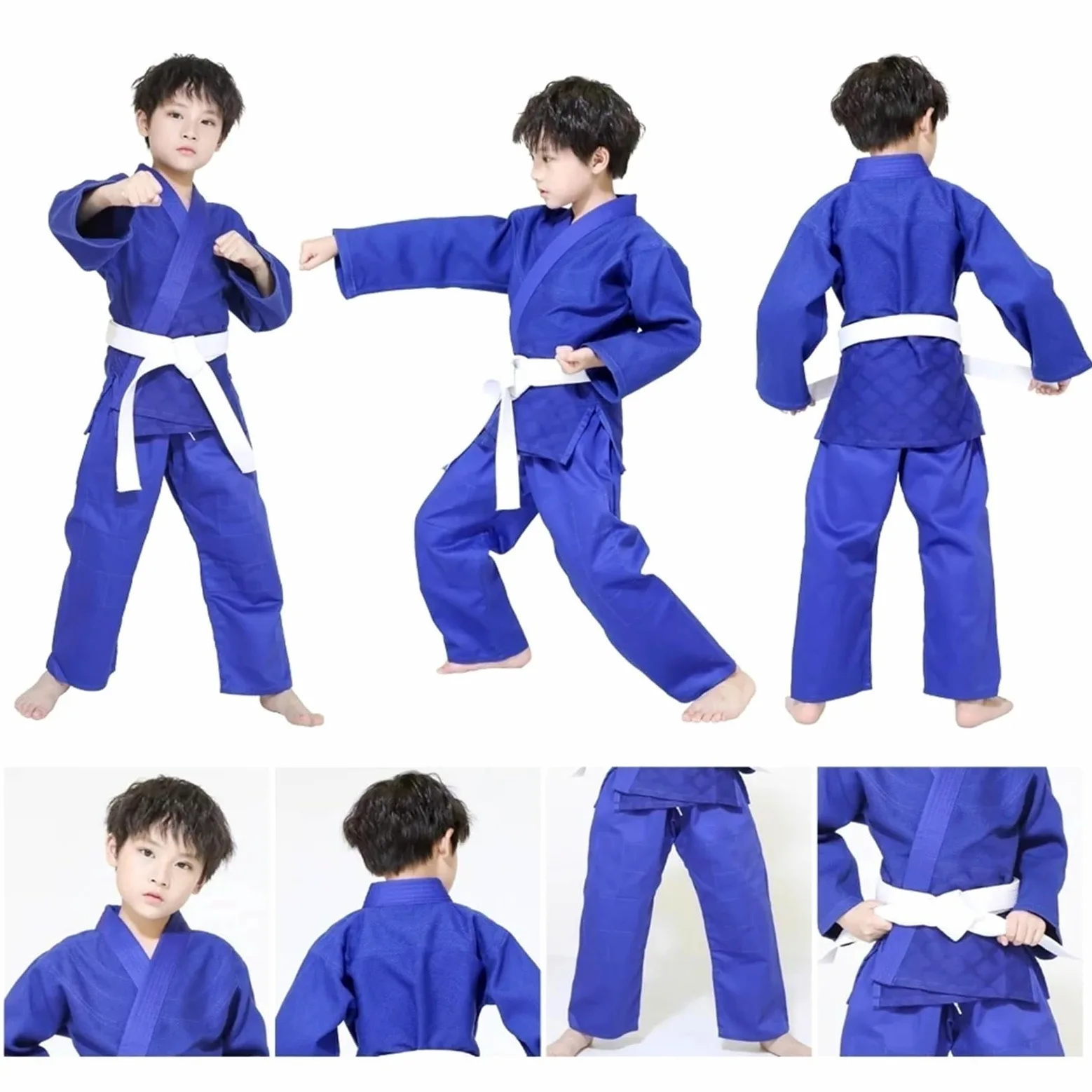Traje De Judo Uniforme profesional de Judo Gi for artes marciales, Kimono blanqueado tejido único, perfecto for competición o entrenamiento con cinturón blanco