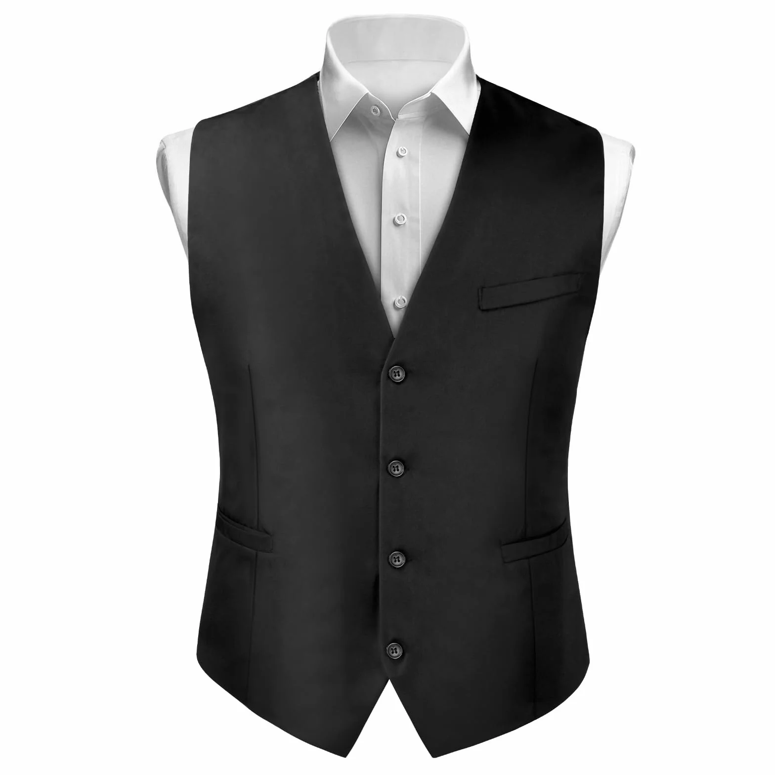Chaleco Formal Hombres Negro con Bolsillo Traje Elegante Boda Fiesta