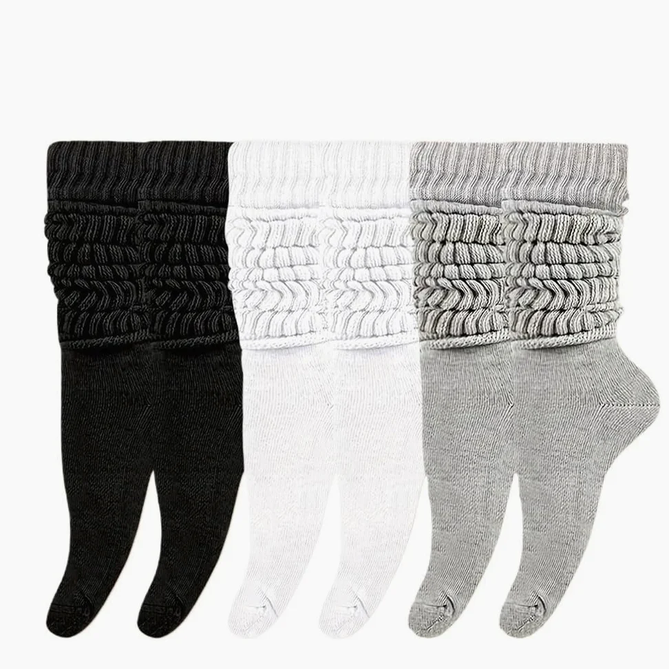 6 pares de calcetines de media pantorrilla gruesos de punto térmico para mujer, bonitos calcetines largos sueltos holgados para primavera, otoño e invierno