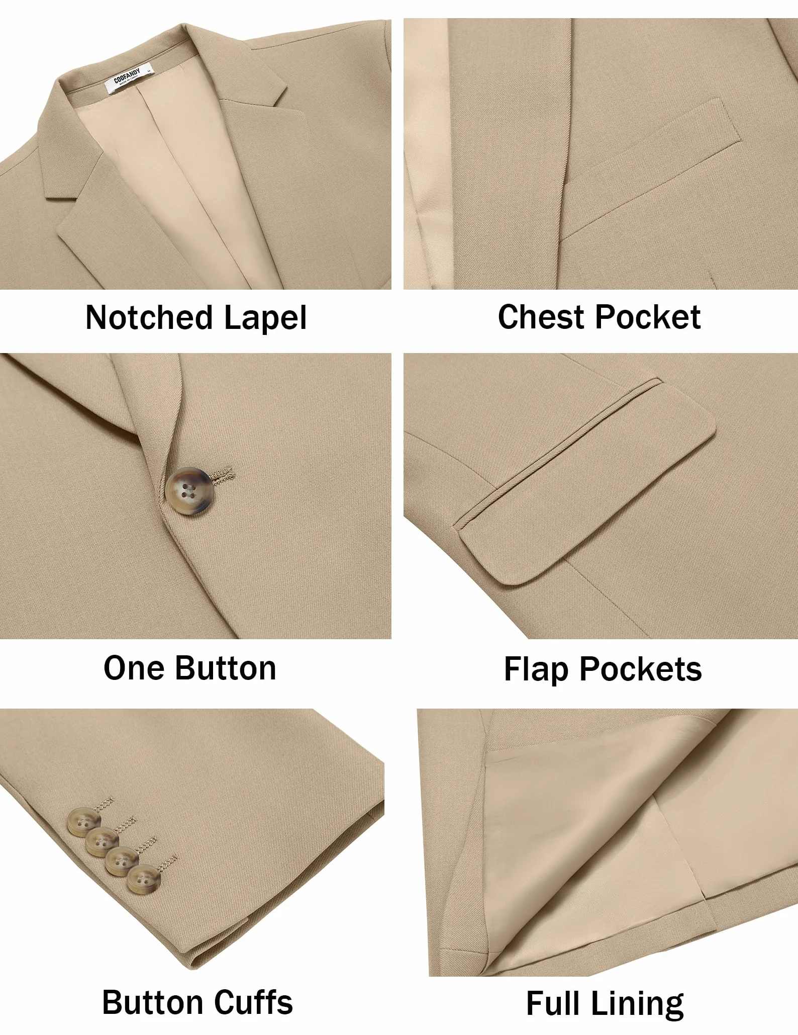 COOFANDY Hombres Blazer Sporty Casual Chaqueta 1 Botón Traje Negocios