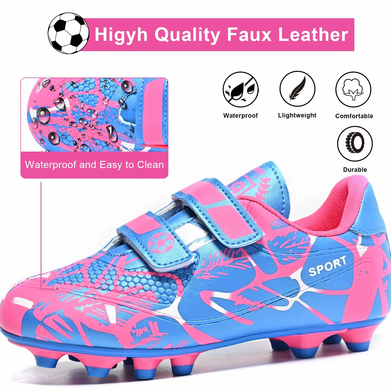 Botas Fútbol Niños Antideslizante Césped Artificial Tacos Zapatillas 28-37EU