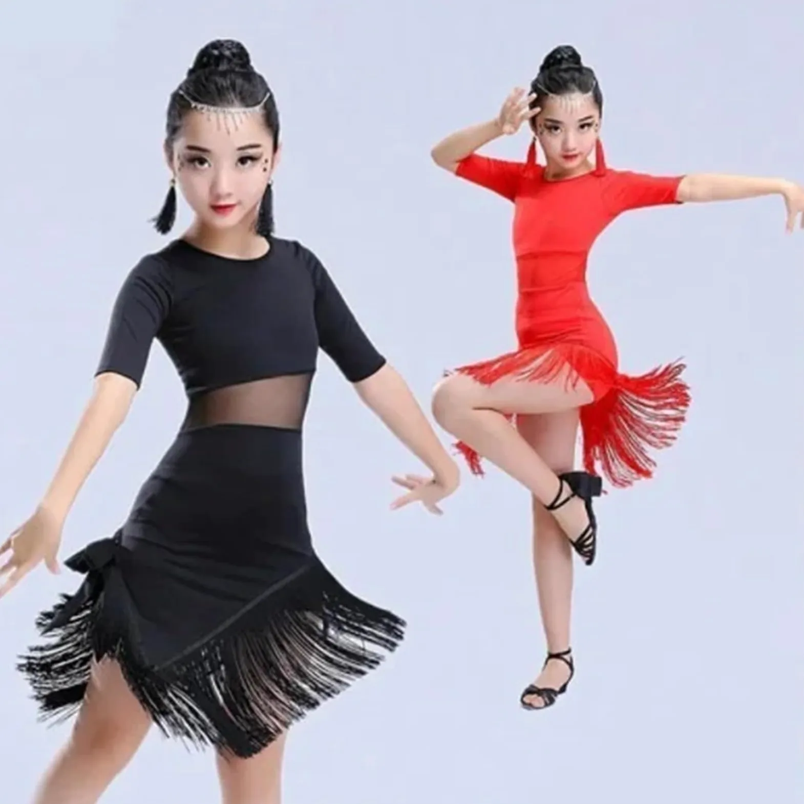 Traje de entrenamiento baile latino, manga corta, formulario calificación for práctica competición Ropa adecuada para patinaje latino y artístico