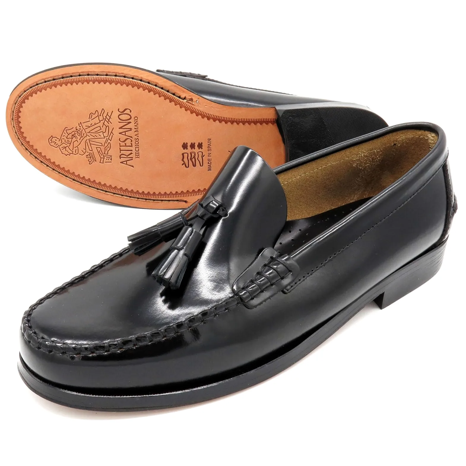 Mocasines Hombre Piel Tassel Loafer Zapatos Business con Borlas & Suela de Cuero