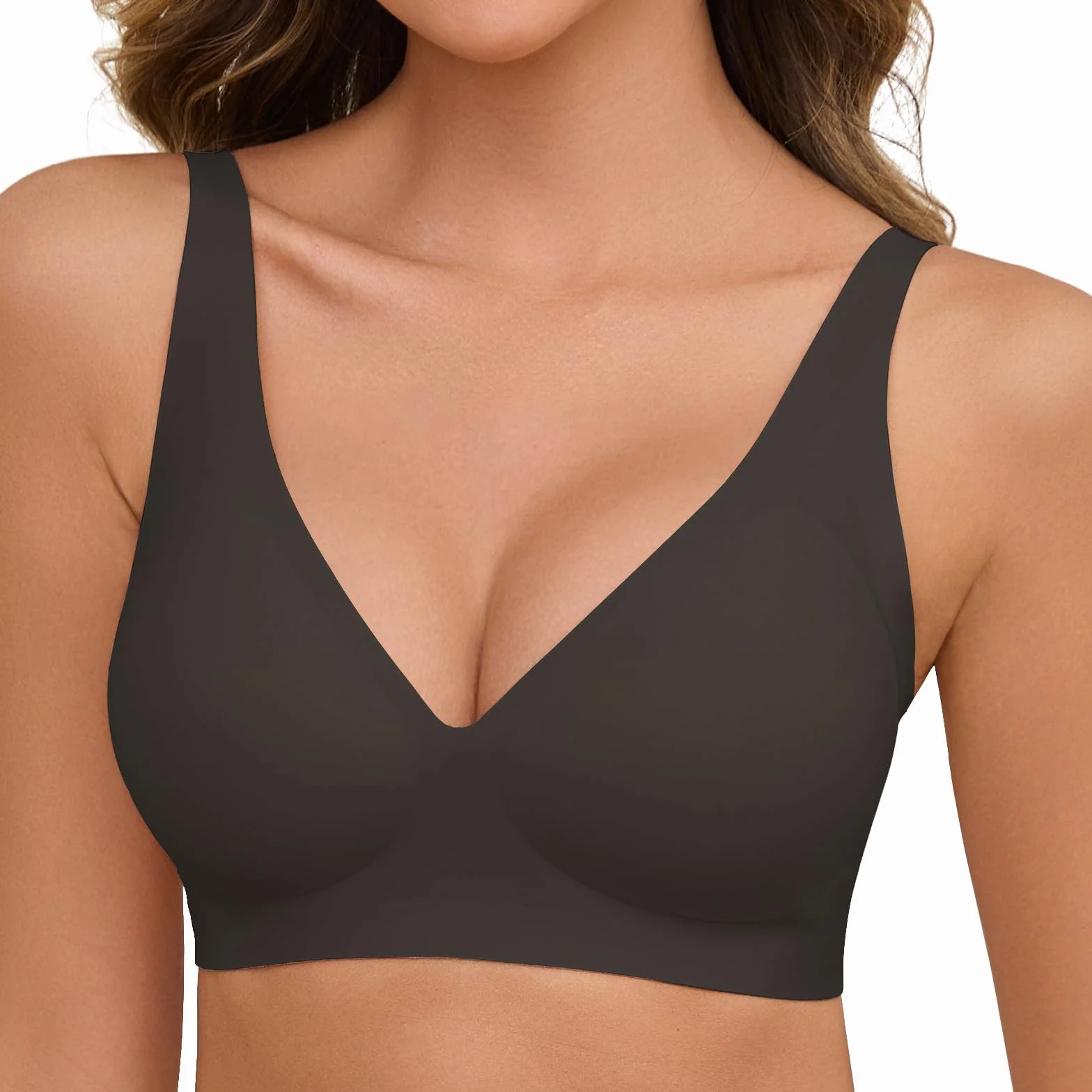 Nadeer Sujetador sin Aros Mujer Bralette sin Costuras Push Up Cuello V