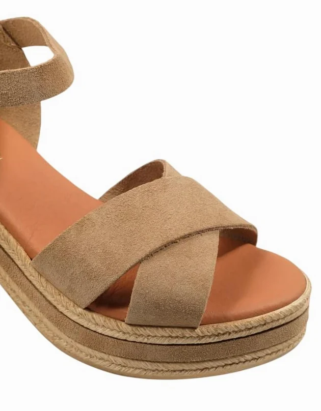 REBECA HOPE Sandalias de Tacón Ancho para Mujer con Plataforma, Color Beige, Tacón Cómodo para Fiesta, Boda, Oficina y Eventos, Modelo VERAZ 90779