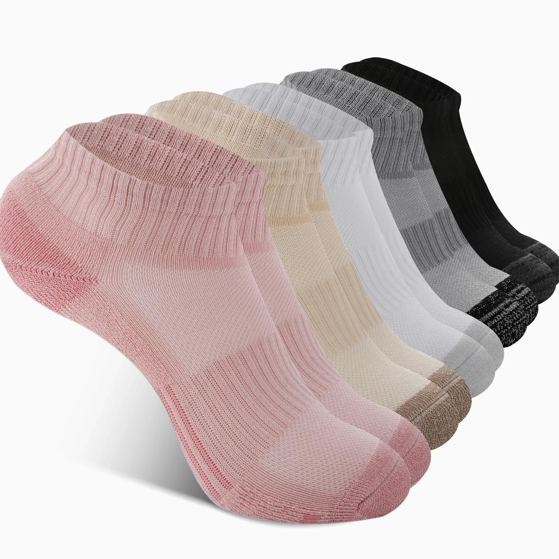 BAMBOO COOL Calcetines de tobillo para mujer, atléticos, para correr, absorben la humedad, viscosa de bambú, acolchados, antiampollas, 5/6 pares