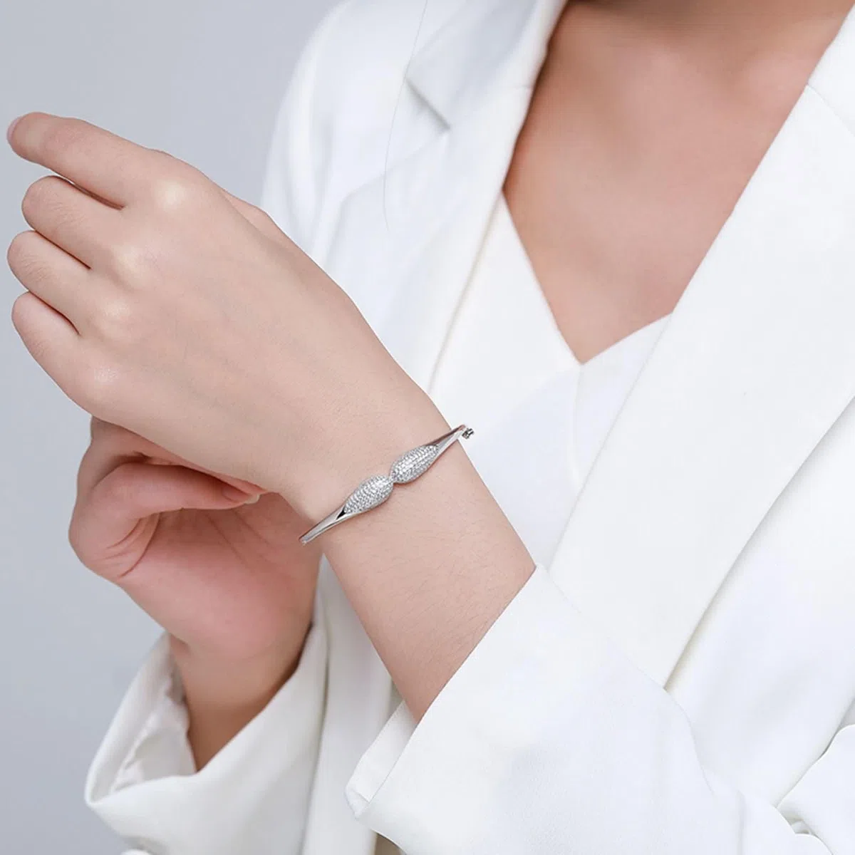 Pulseras de Mujer de Oro Blanco 9 Kilates / 14 Kilates / 18 Kilates, Gota de Agua con Moissanita, Cadena 16 CM, Pulseras de Plata Mujer