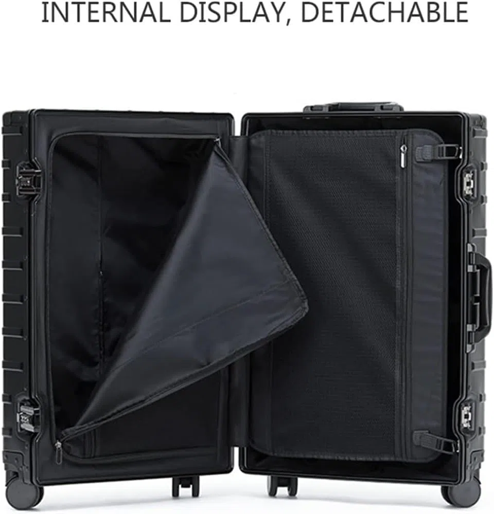 Maleta Maleta Comercial, Equipaje de aleación de Aluminio y magnesio, Resistente a los arañazos, Maletas con Palanca Ajustable de Gran Capacidad Bolsas de Viaje