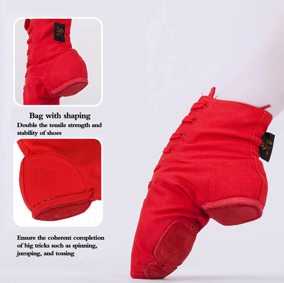 Lienzo Jazz Dance botas, zapatos de suela blanda Deportes Fitness, zapatos de baile, ligero, cómodo y zapatos de cordones de ejercicio duraderos