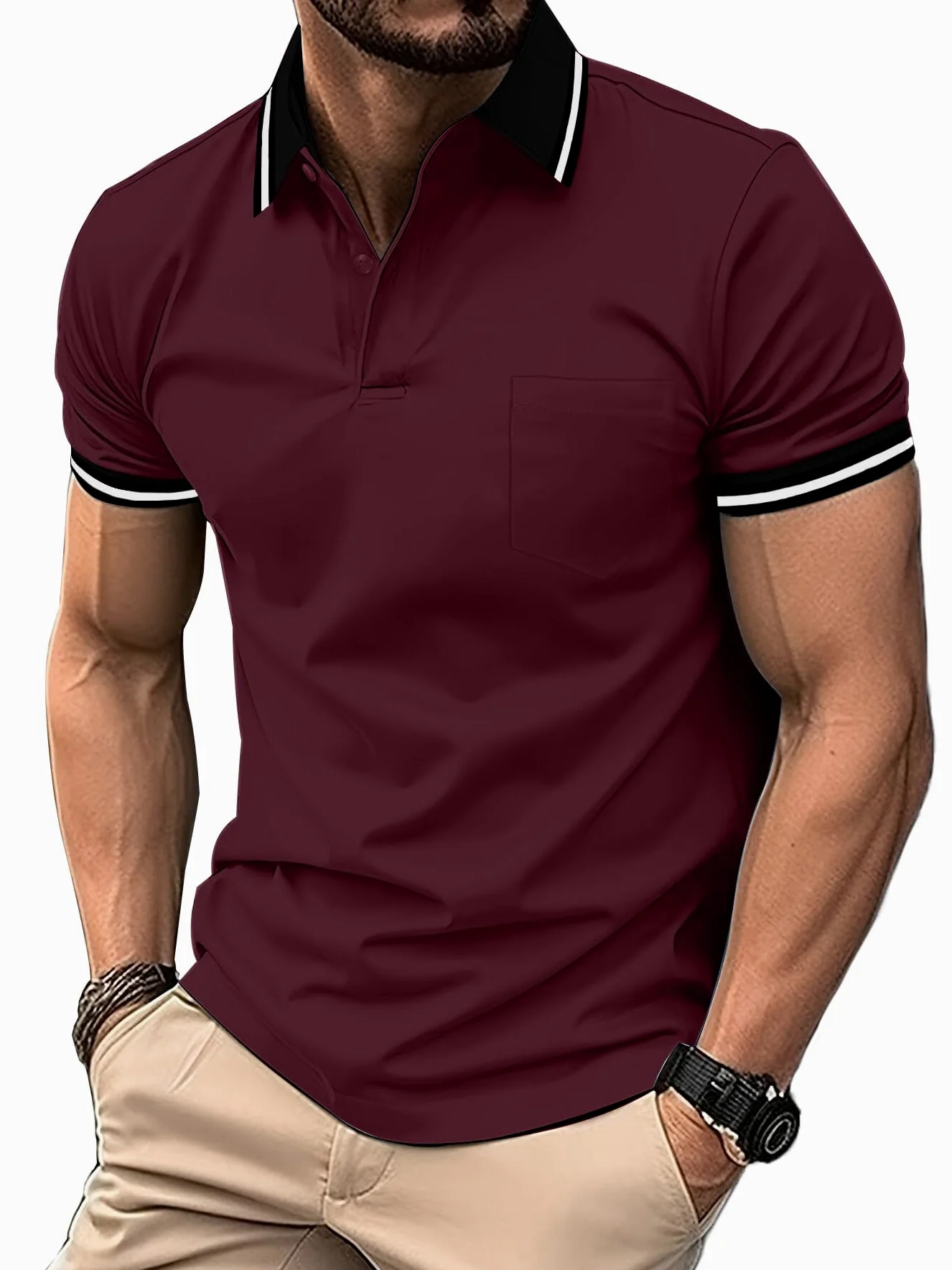 JACKETOWN Paquete de 5 polos de manga corta para hombre, ligeros, transpirables, para tenis, adultos, camisetas con cuello