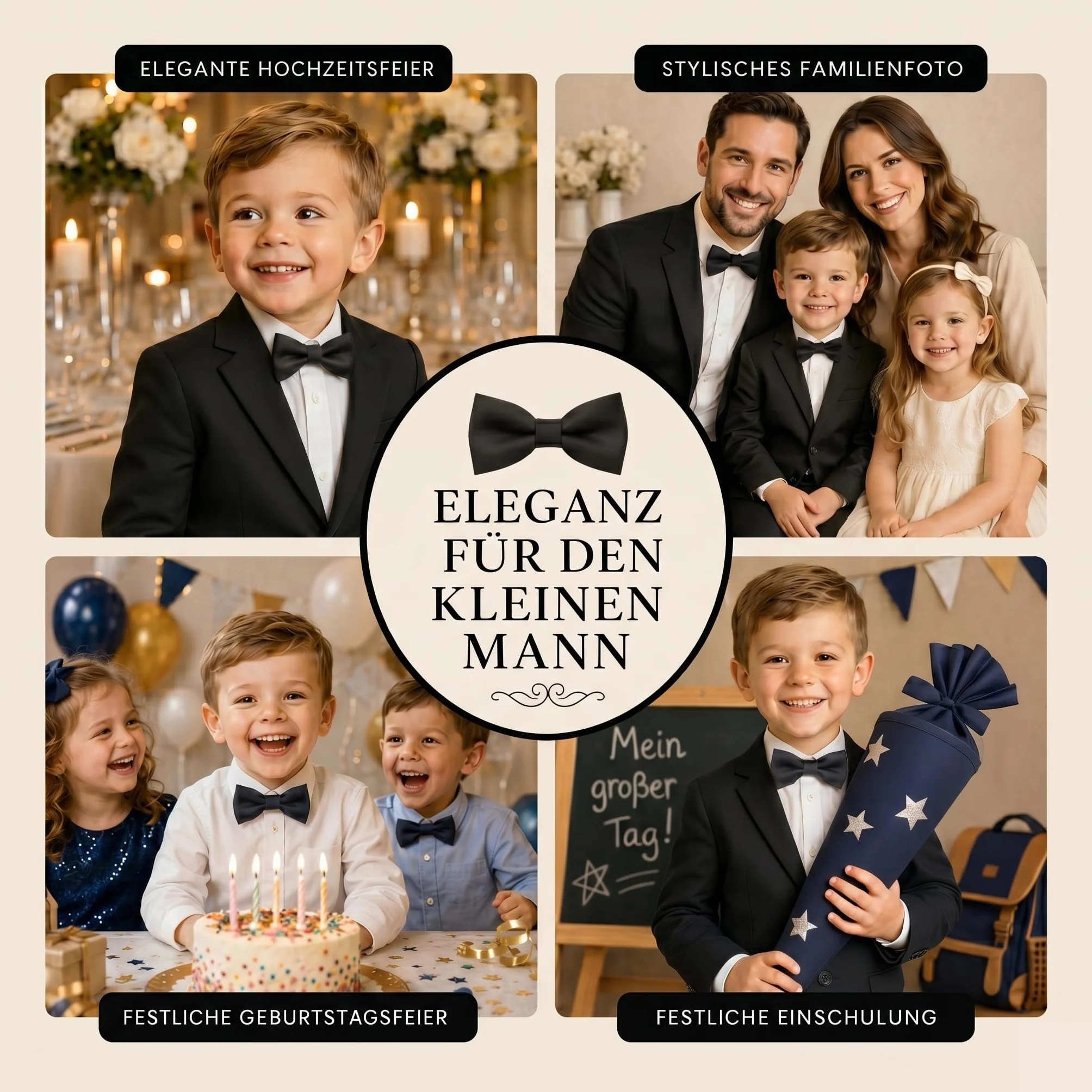 TigerTie Pajarita bebé monocolor talla 29-50 cm cuello ajustable caja almacenamiento