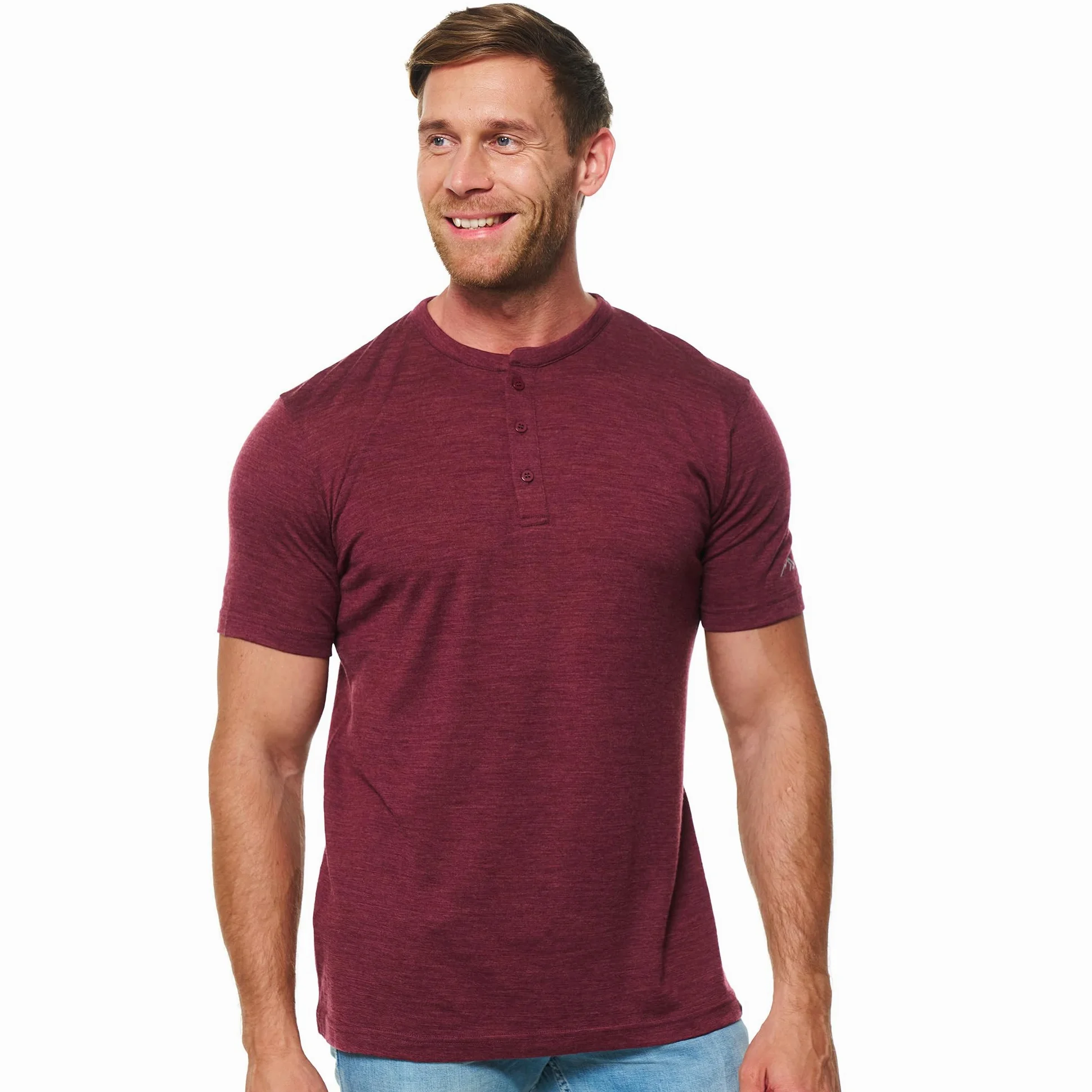 Merino.tech Camiseta Interior de Lana Merino 100% para Hombre (Medium, Burgundy Henly)