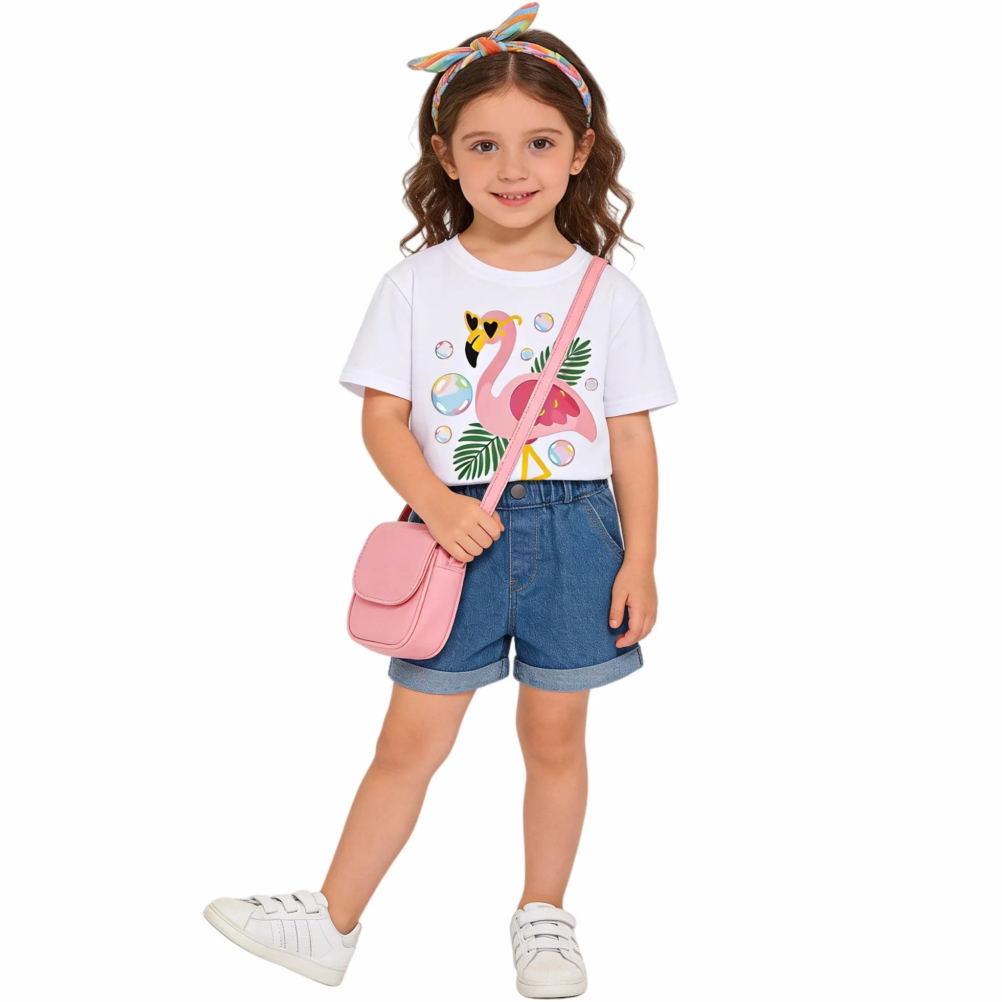 Camisetas de Manga Corta Niñas, Camiseta Algodon para Niña de Verano, Cuello Redondo T-Shirts Moda Informal Tops para Niños 3-8 Años