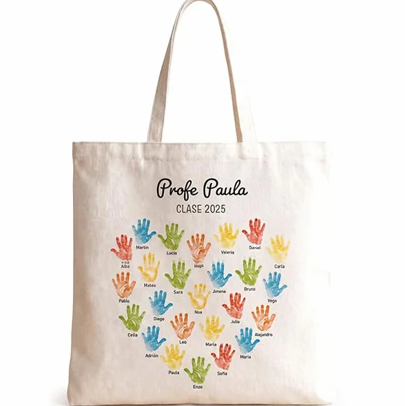 Transparent Gift Tote Bag Personalizada con Texto. Bolsa de Tela Personalizada Reutilizable ECO. Regalos para Profesores. Regalos para Profesoras. Regalos Originales para Mujer y Hombre