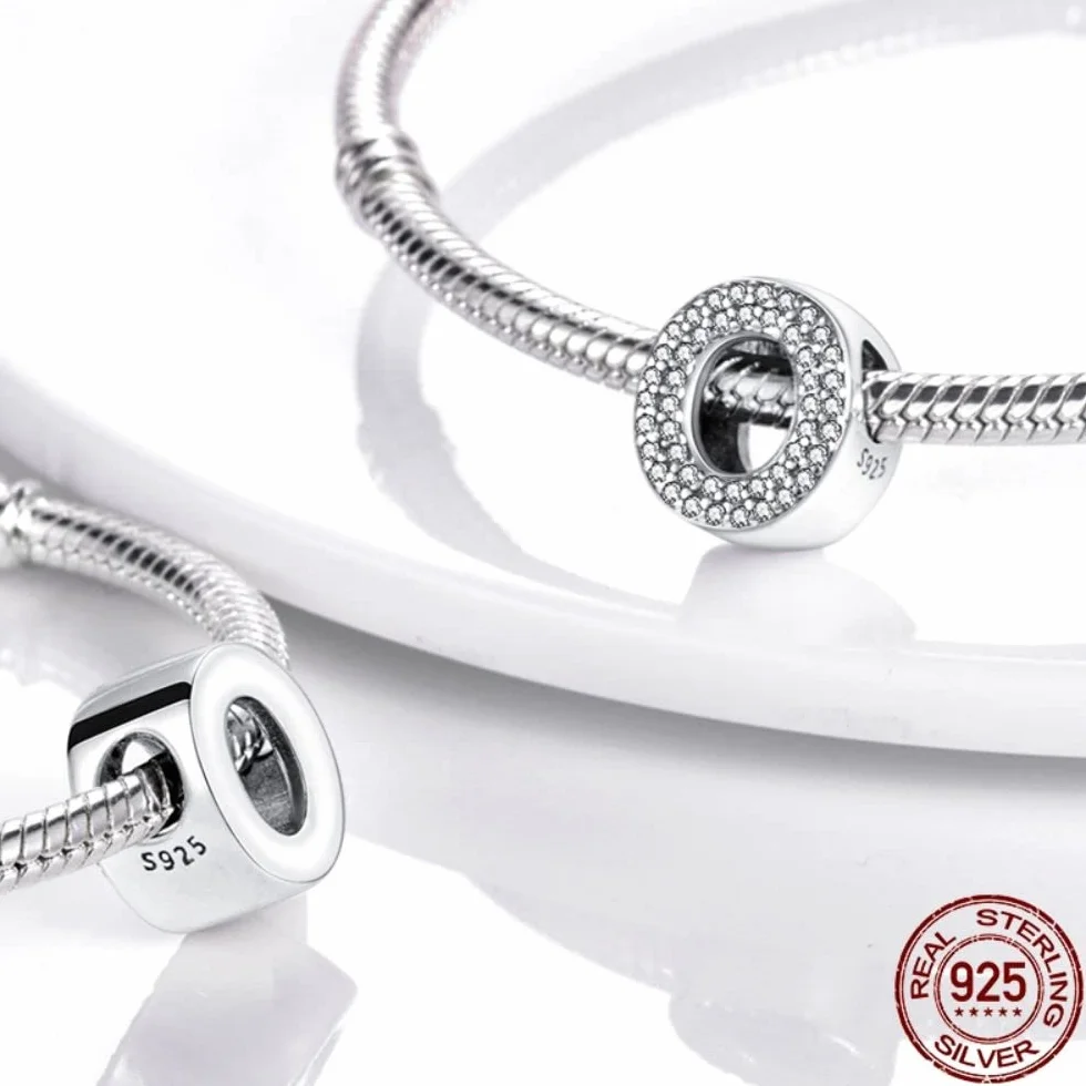 BEEUVIP L Abalorios Charms Colgantes de Alfabeto Cuentas Plata de Ley 925 con Circonita cúbica Transparente Compatible con Pulsera Pandora & Europeo, Charms de Letra para Mujer El estilo C