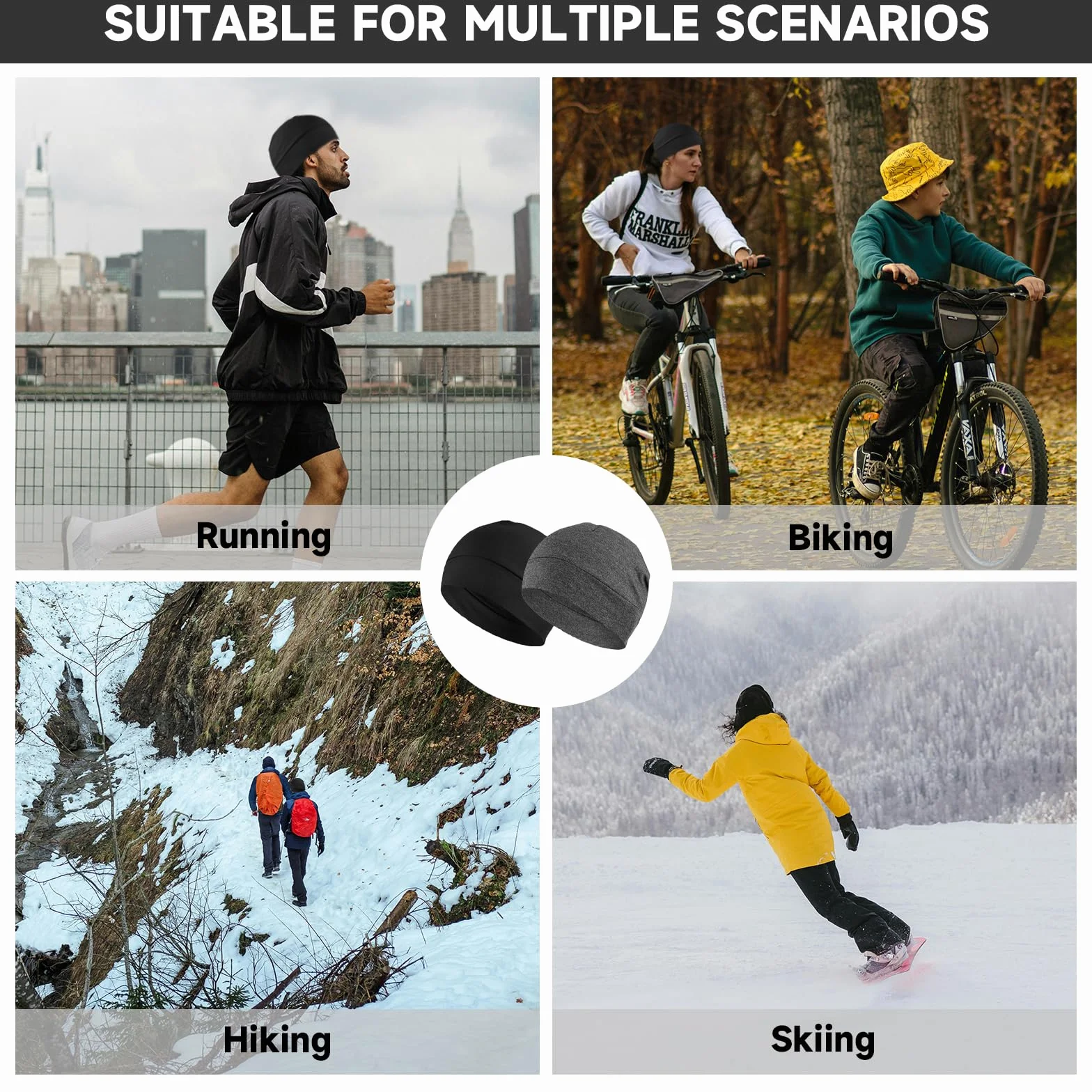Gorro Transpirable Algodón para Hombre Mujer Running, Casco Bicicleta Moto, Durag Bajo Casco Ciclismo Multifuncional