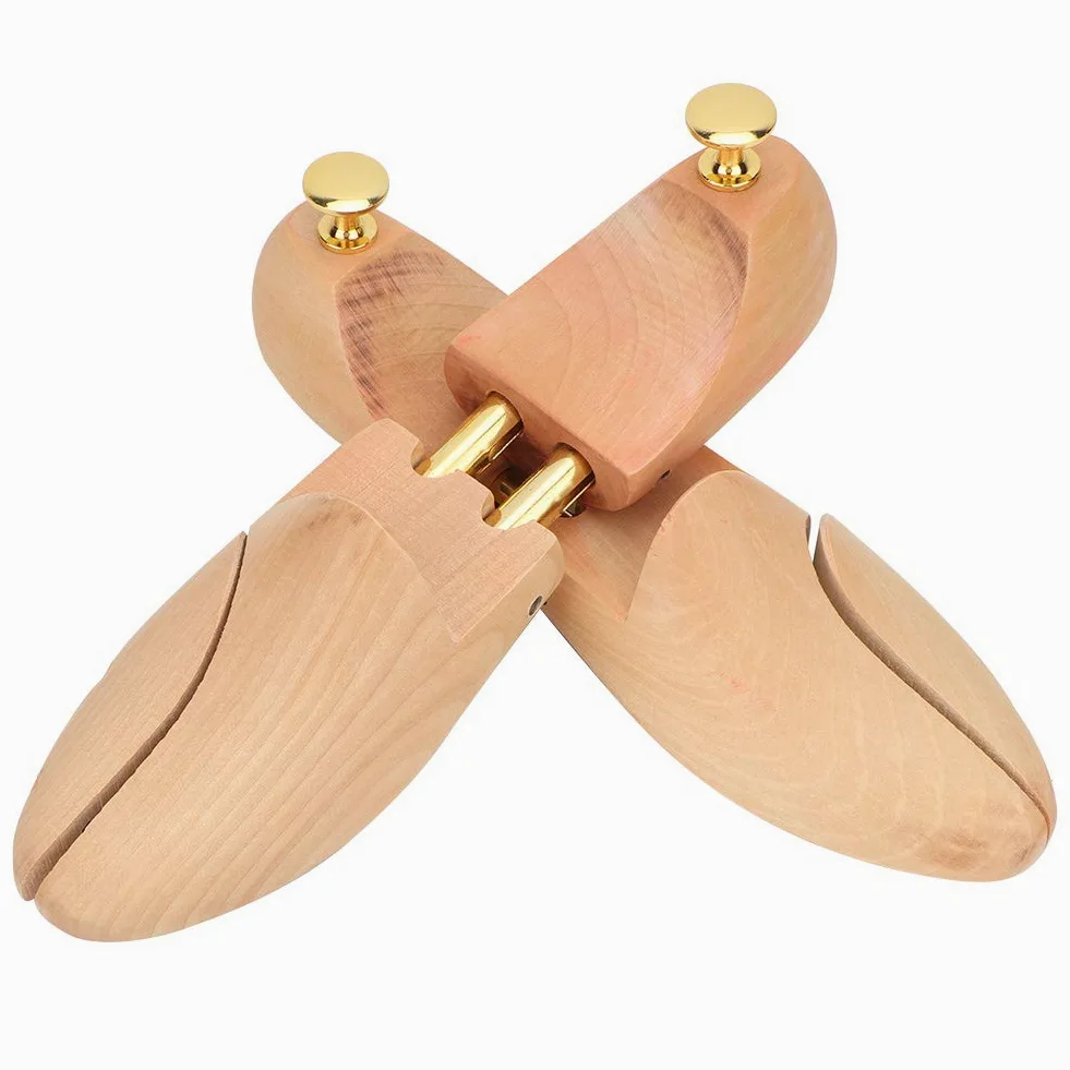 2 Piezas de Madera Ajustable árbol de Zapatos para Hombres Mujeres Tamaño 43 44 Madera de Cedro con Resorte Antiarrugas Moldeador de Zapatos para Zapatillas de Cuero (45 46)