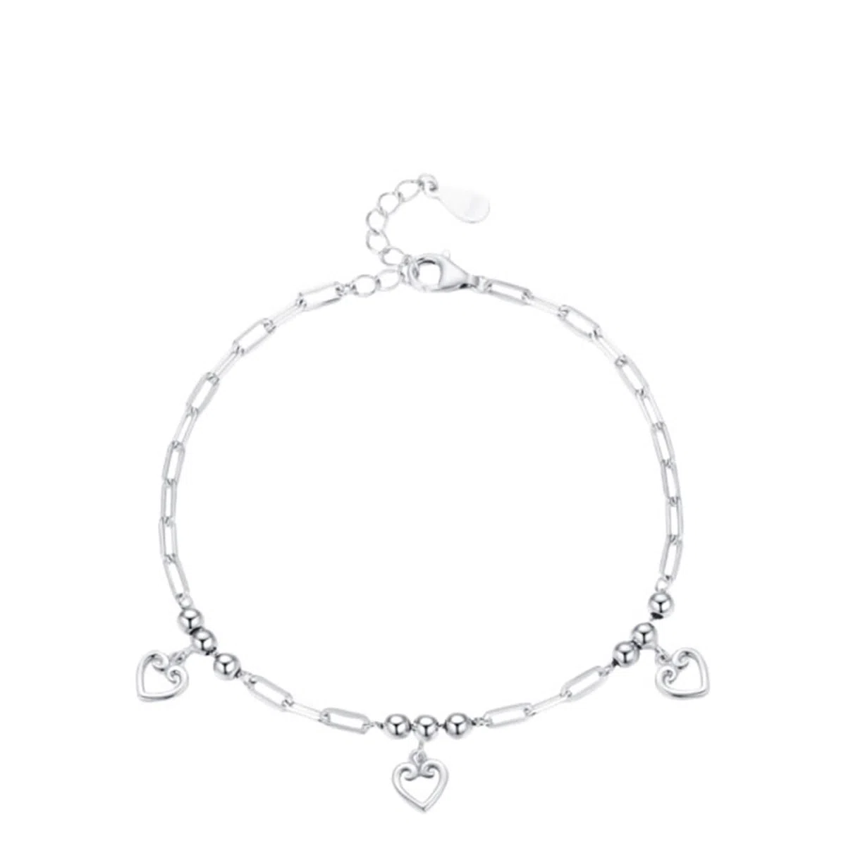 Bonita pulsera, pulsera para mujer con colgante de corazón, oro blanco y platino, joyería delicada