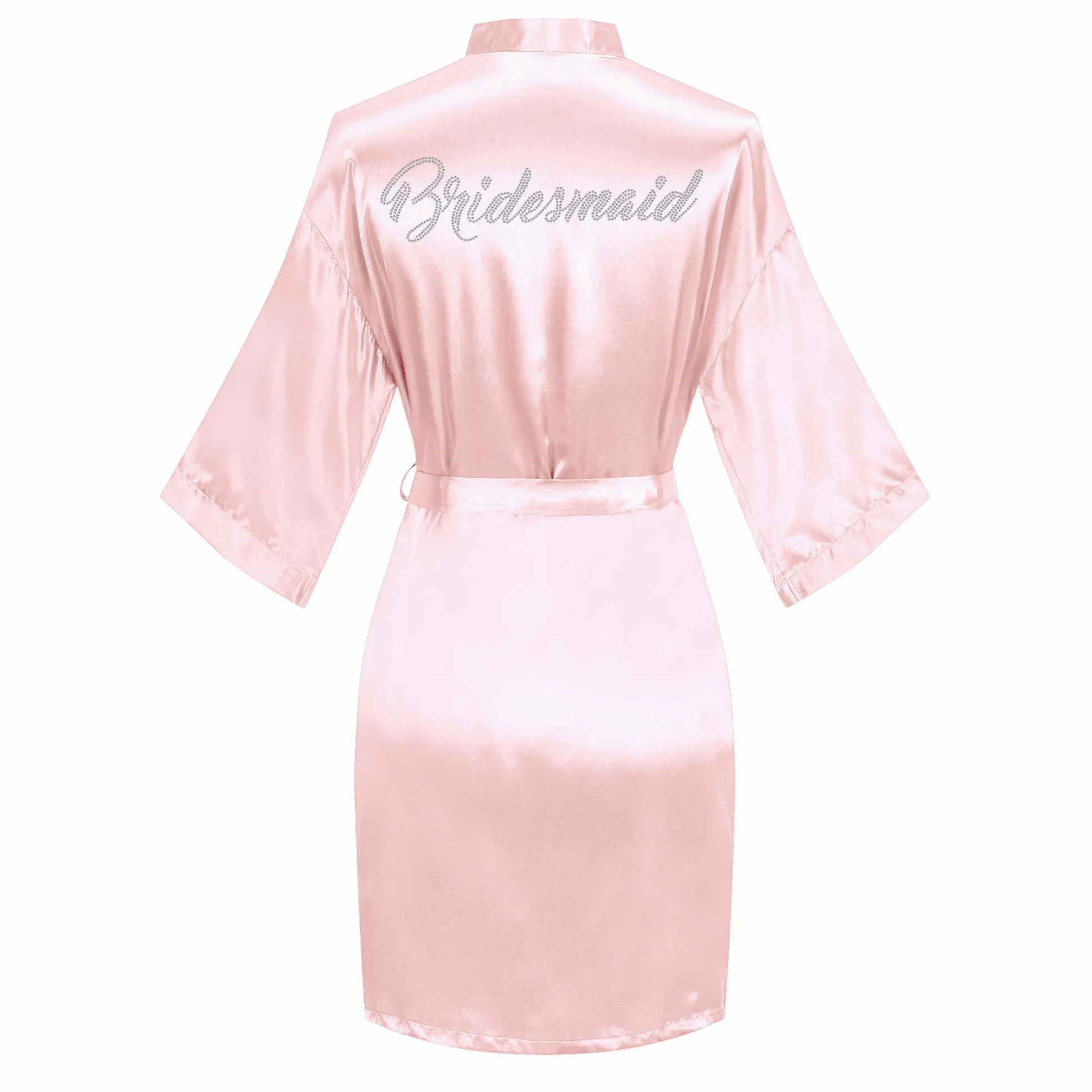 Bata de baño de 6 piezas para novia y dama de honor con diamantes de imitación, vestido tipo kimono