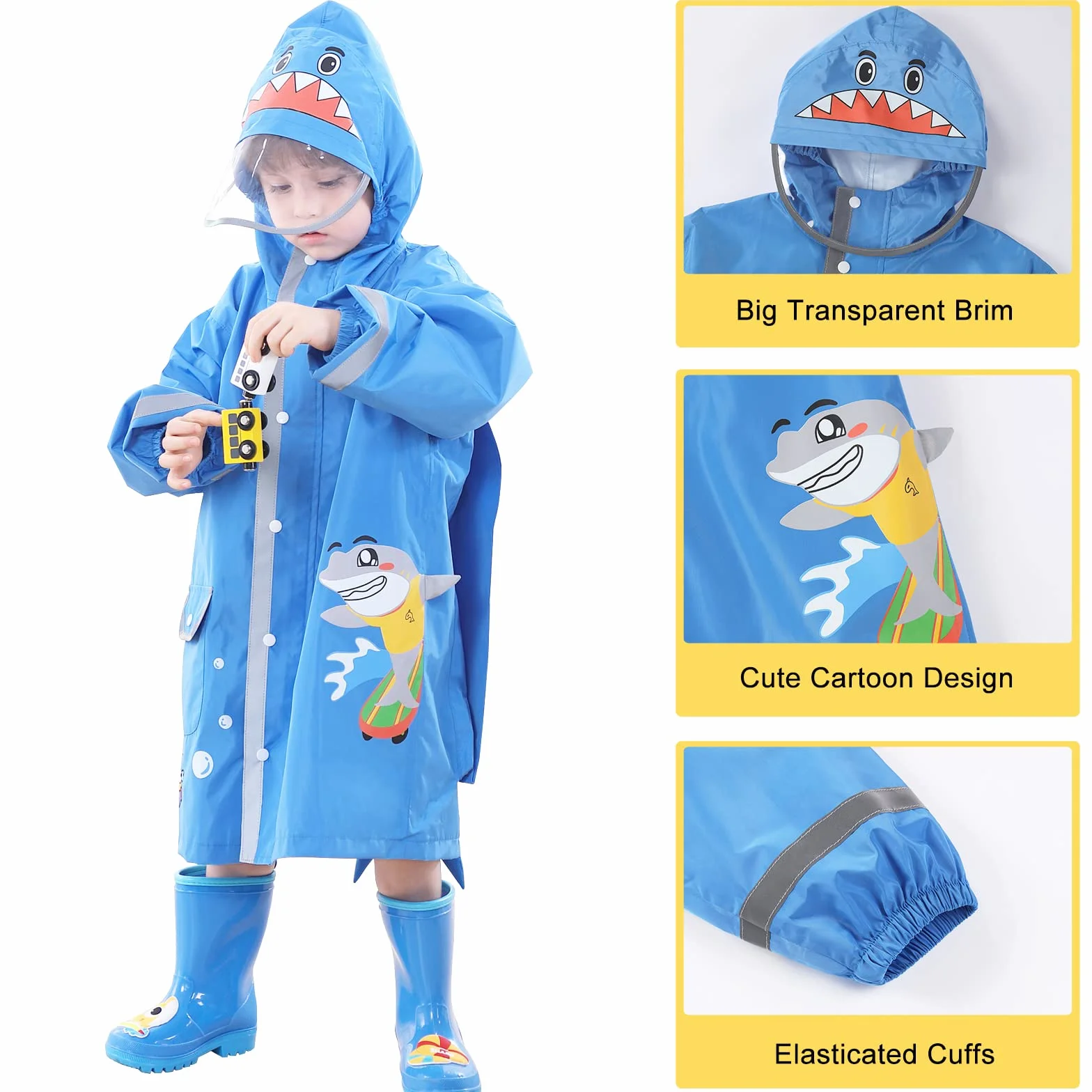 Poncho de Lluvia para Niñas y Niños - Chubasquero Ligero Impermeable Reutilizable Traje de Lluvia Respirable Portátil Ropa Impermeable 2-10 Años