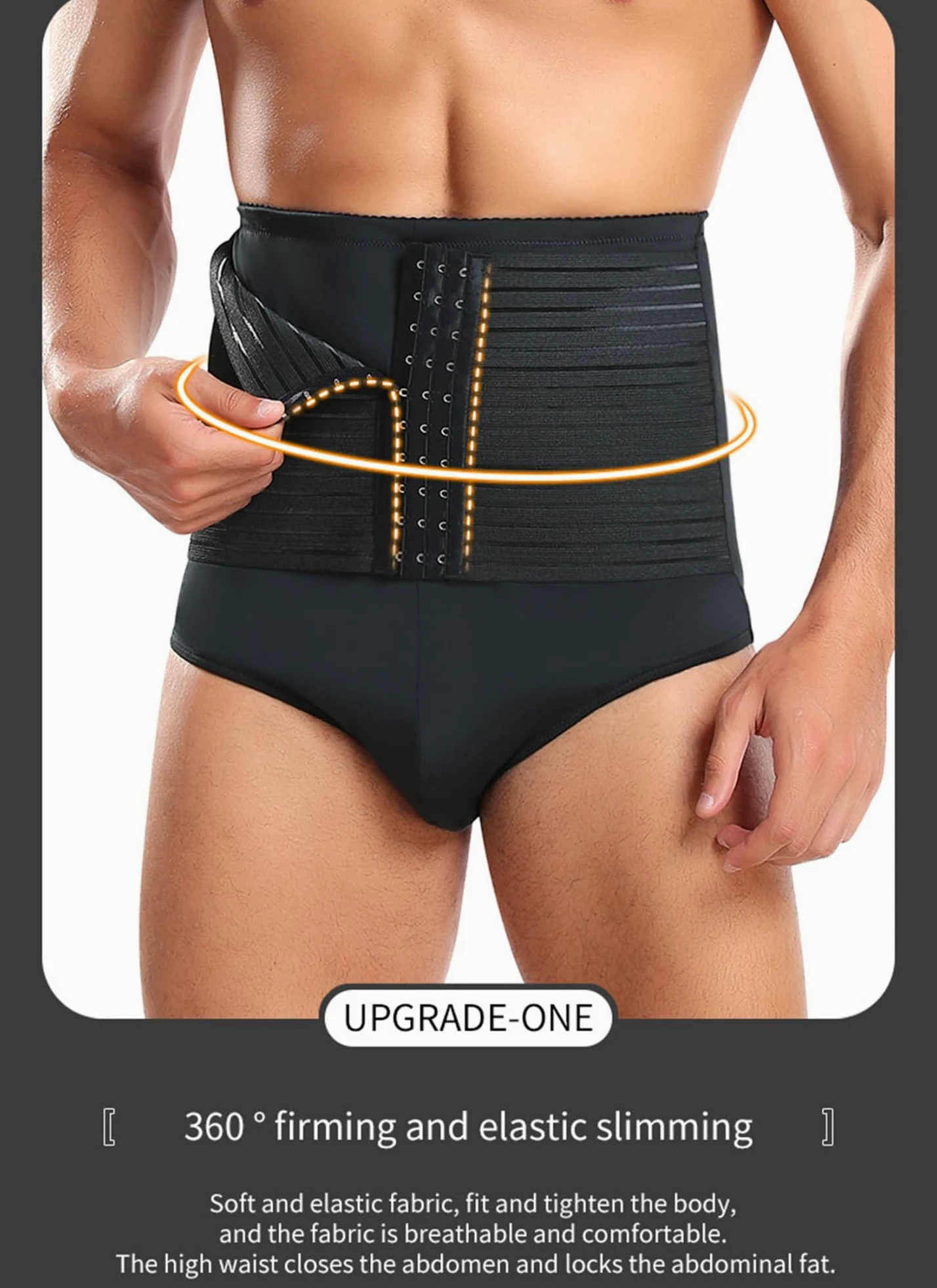 HLTYGWX Calzoncillos de Barriga para Hombre, Cintura Alta, Ropa Interior más Delgada, Control Firme, Faja para el Vientre, Faja de compresión Ajustable