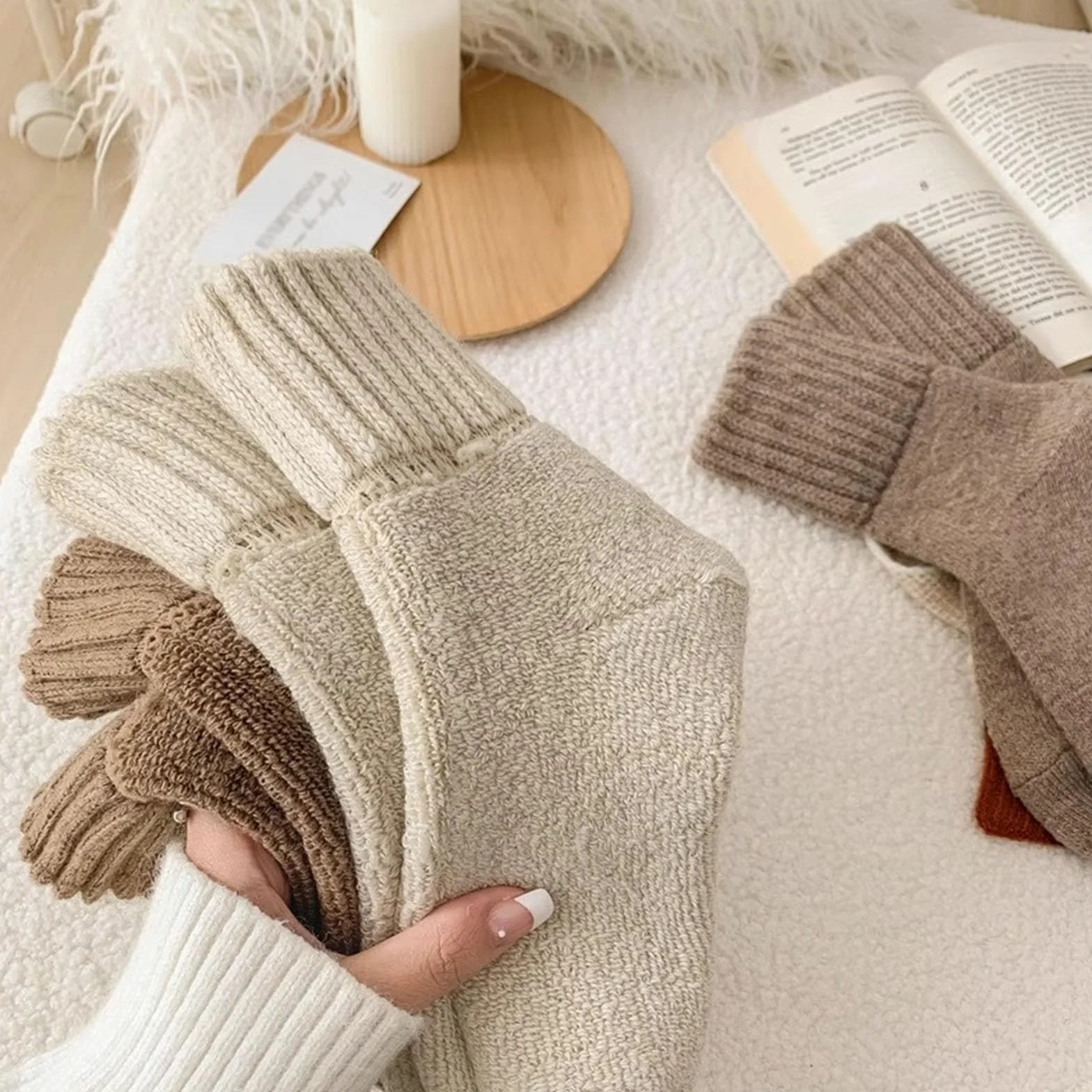 5 pares de calcetines térmicos gruesos para mujer, calcetines térmicos de invierno, cálidos, con cojín completo, para clima frío extremo, senderismo, trabajo