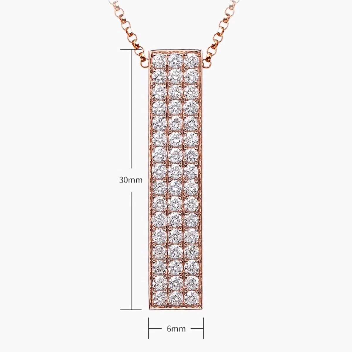 Collar de eslabones de cadena para mujer, collar rectangular con diamante creado en forma redonda, oro rosa de 9 quilates, 14 y 18 quilates
