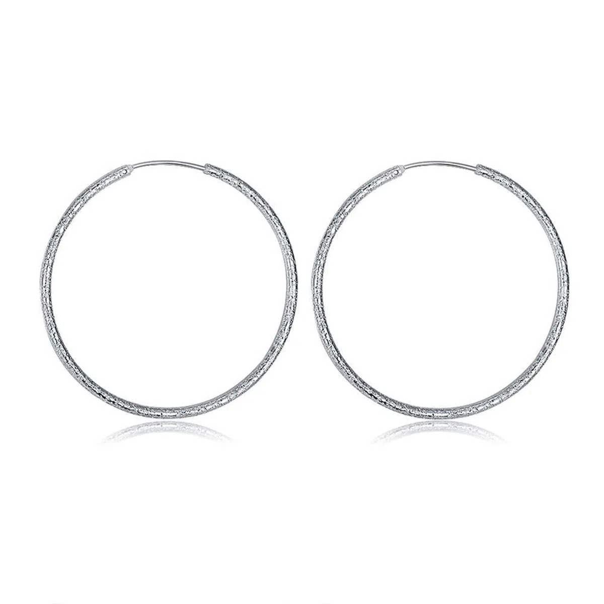Pendientes Joven Mujer Oro Blanco 18 K Grande Joyería Pendientes Aros Fiesta Hipoalergenicos