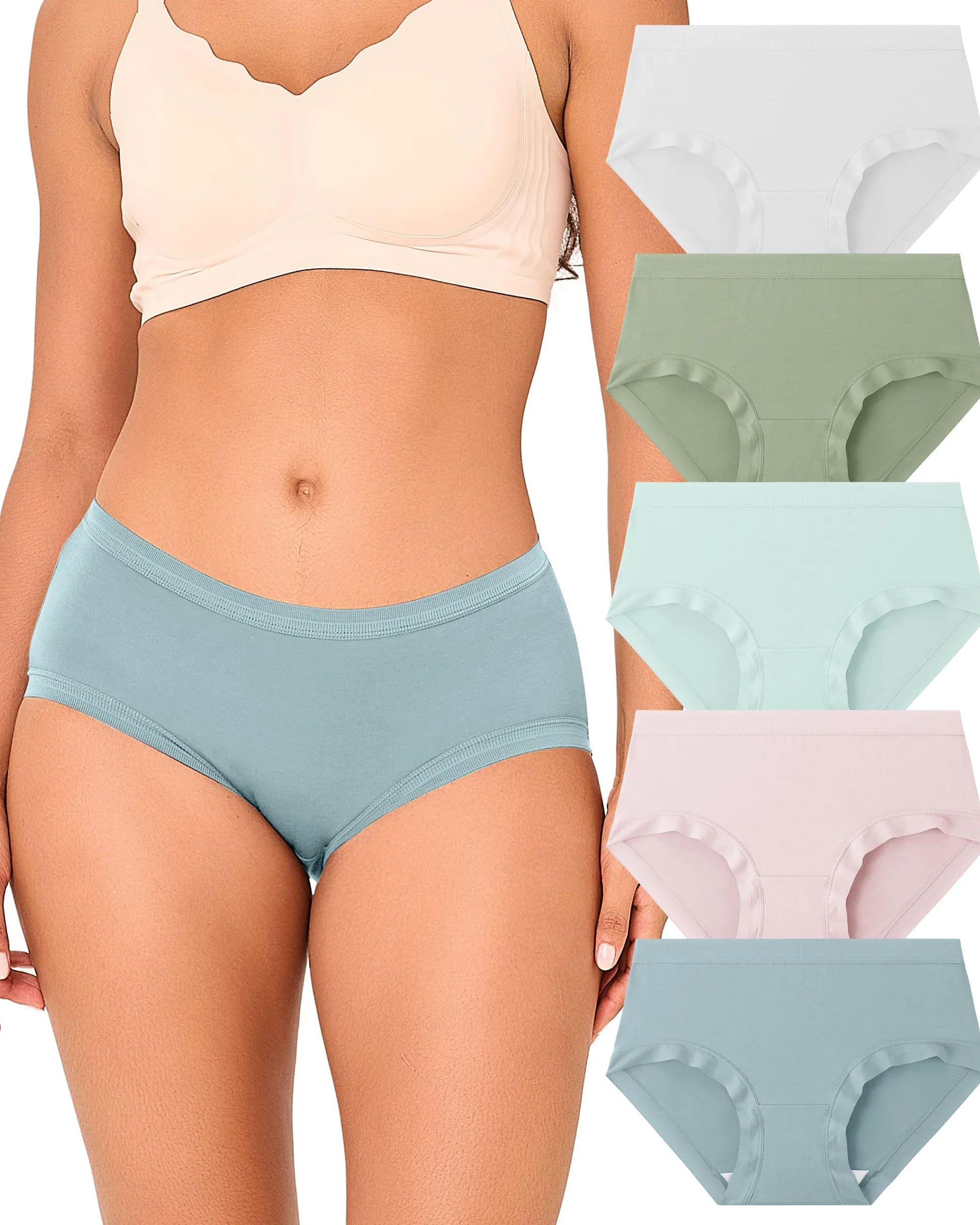 BAMBOO COOL Calzoncillos para mujer, ligeros, absorben la humedad, elásticos, suaves, transpirables, paquete de 5