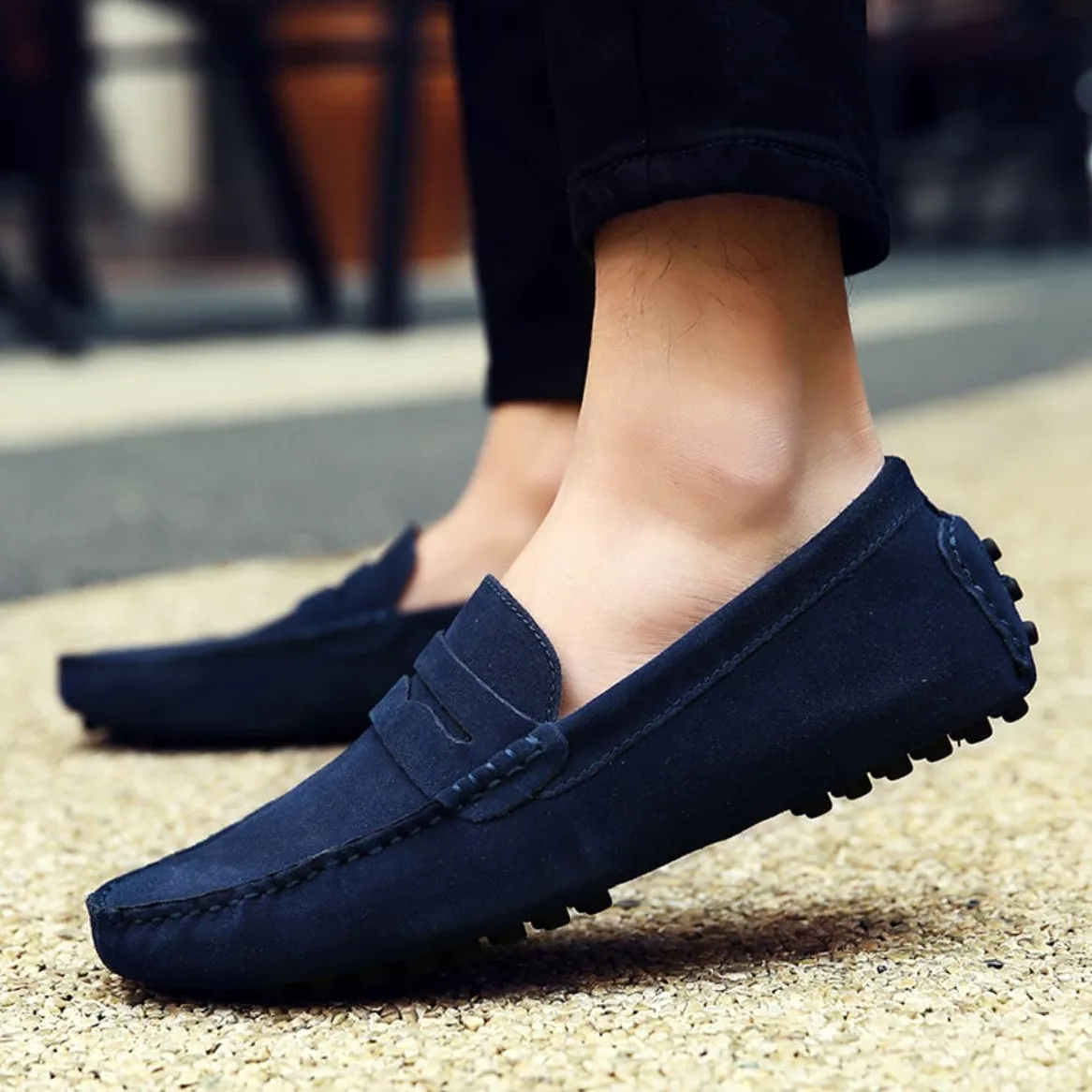 Hombres Elegante Hebilla Mocasines Comodidad Ante Zapatos de Conducir Estiloso Pantuflas Holgazanes Slip On Verano Plano Cuero Zapatos de Conducción 38-49 EU