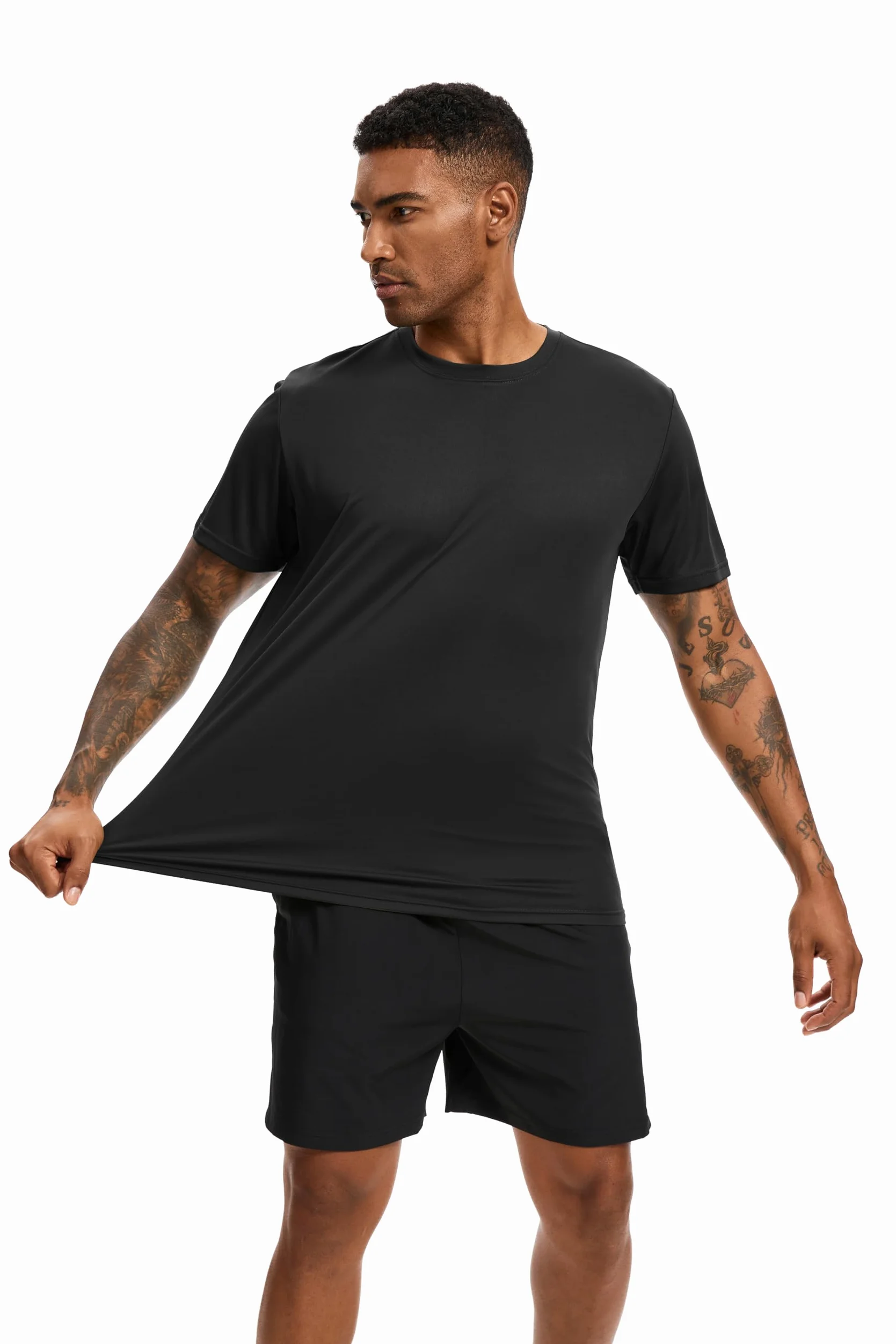 Paquete de 5 camisetas de entrenamiento para hombre, camisetas de secado rápido, protección solar UPF 50+, camisetas atléticas de manga corta, absorben la humedad