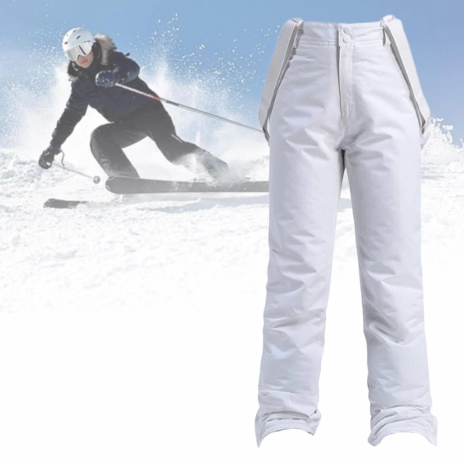 harayaa Pantalón de Esquí para Mujer con Tirantes Regulables Tejido Impermeable Y Acolchado Térmico para Mantener El Adecuado para Esquí Snowboard