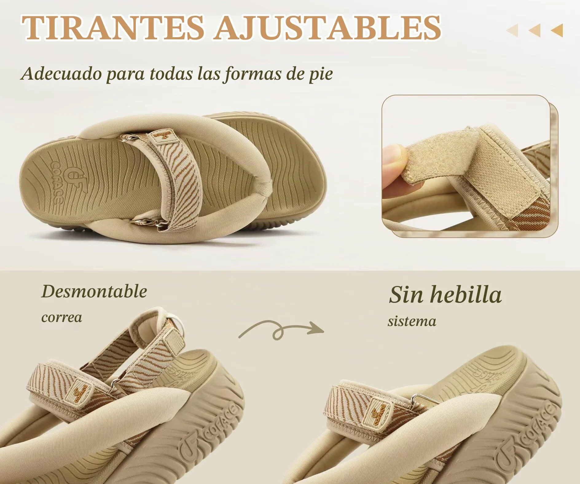 COFACE Ortopedicas Sandalias Trekking Mujer Comodas Caminar Deportivas Sandalias Senderismo Verano Playa Piscina Elegantes Plataforma Chanclas Ajustables Ligera Fascitis Plantar Chancletas