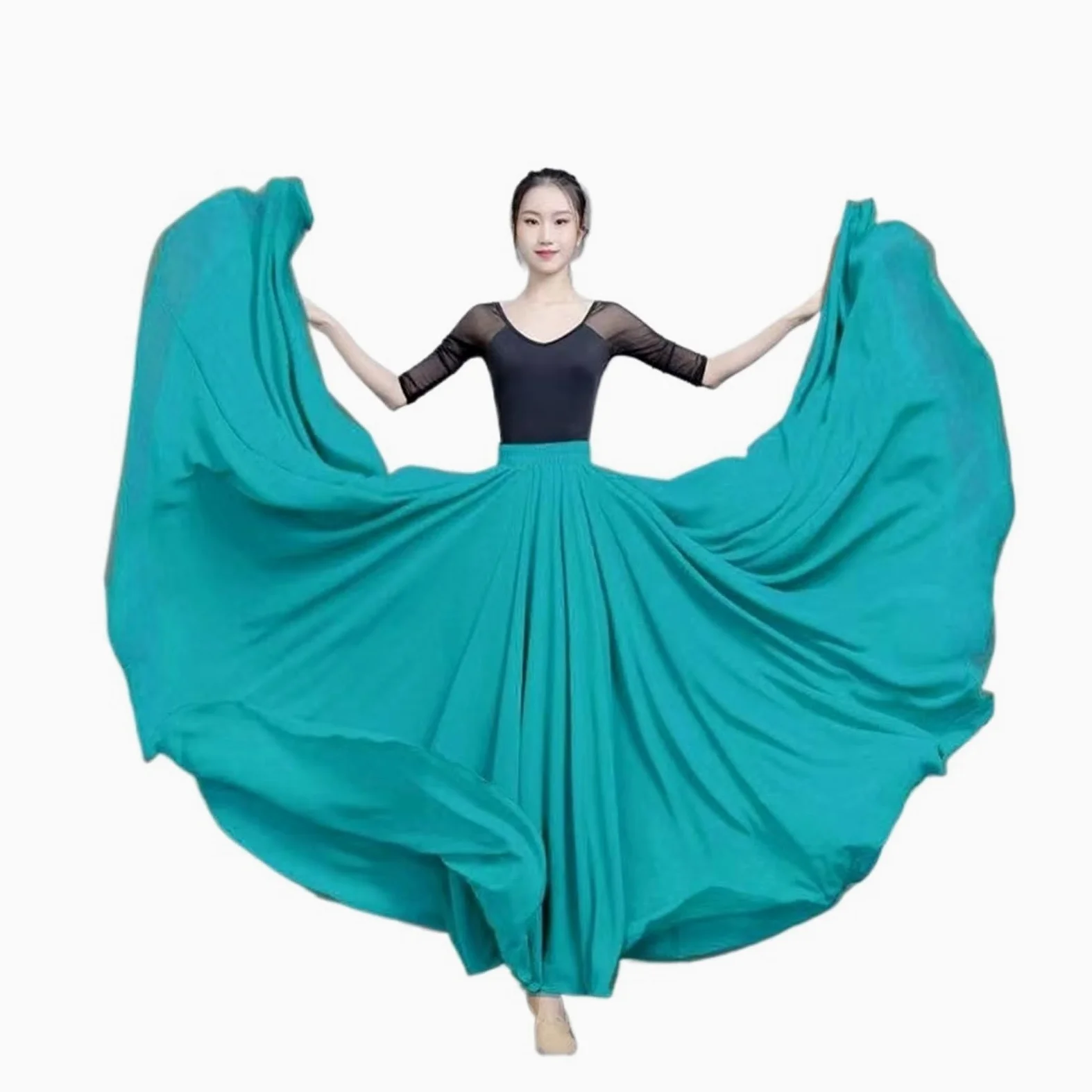 Falda de Gasa 720 Grados for Mujer, Faldas largas 2 Capas, Ropa Elegante actuación, Falda, práctica Ballet con Vuelo Grande para Festivo, Escenario, Rendimiento