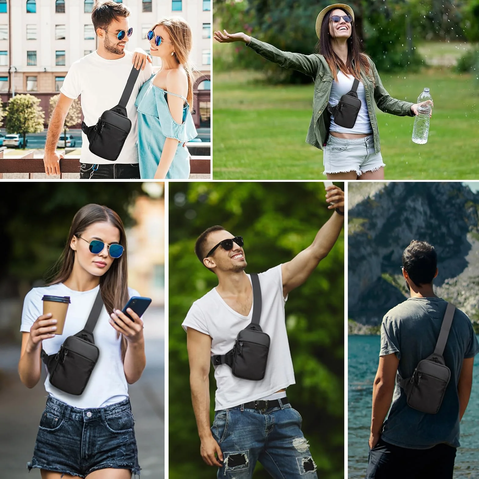 Bolsa Bandolera Hombre,Bolsa Pecho Hombre Pequeña,Mini Mochila Cruzada Hombro,Mini Impermeable Bolsa, Pecho Ligera Bandolera Mochila para Viajar,Correr,Ciclismo