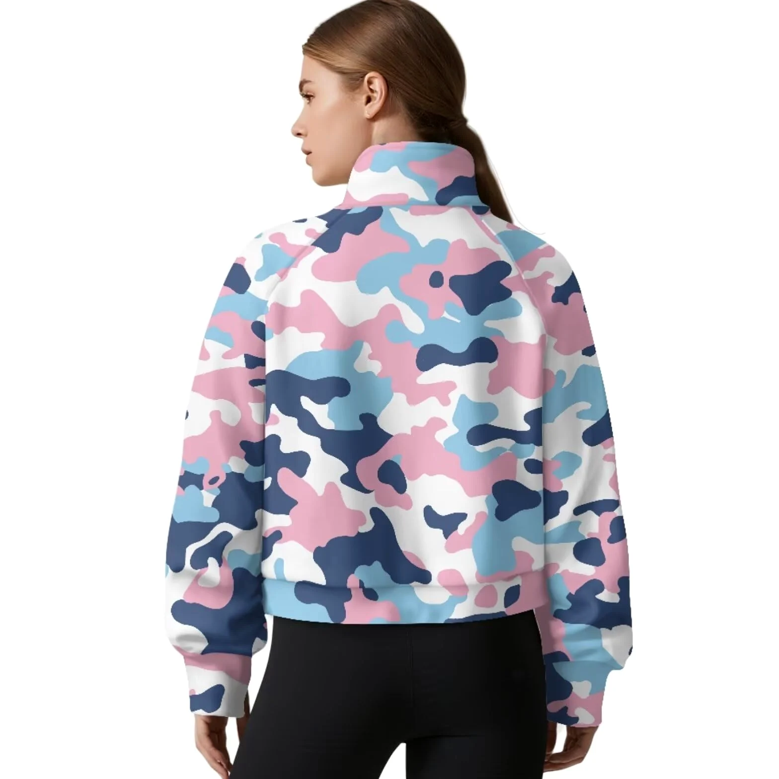 Poceacles Sudadera corta para mujer con 1/2 cremallera y agujero para el pulgar, cuello alto falso, sudadera de gran tamaño, sudadera con capucha suave