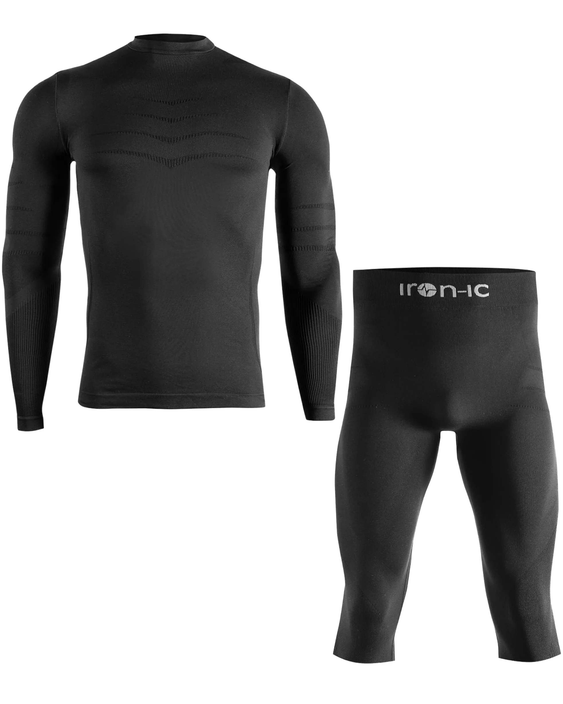 Iron-Ic - Kit térmico para hombre con camiseta de cuello alto y mallas 3/4 transpirables para actividades al aire libre - Art. 900482