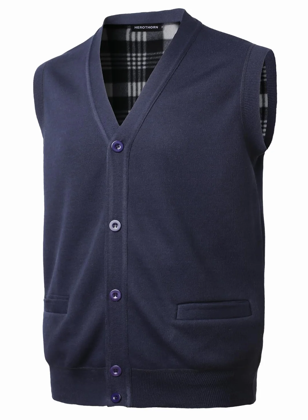 Chaleco de Punto para Hombre, suéter Grueso con Cuello en V Forro Polar Cuello Chal, con Botones, sin Mangas Cárdigan sin Mangas de Chaqueta de algodón con Bolsillos Prendas