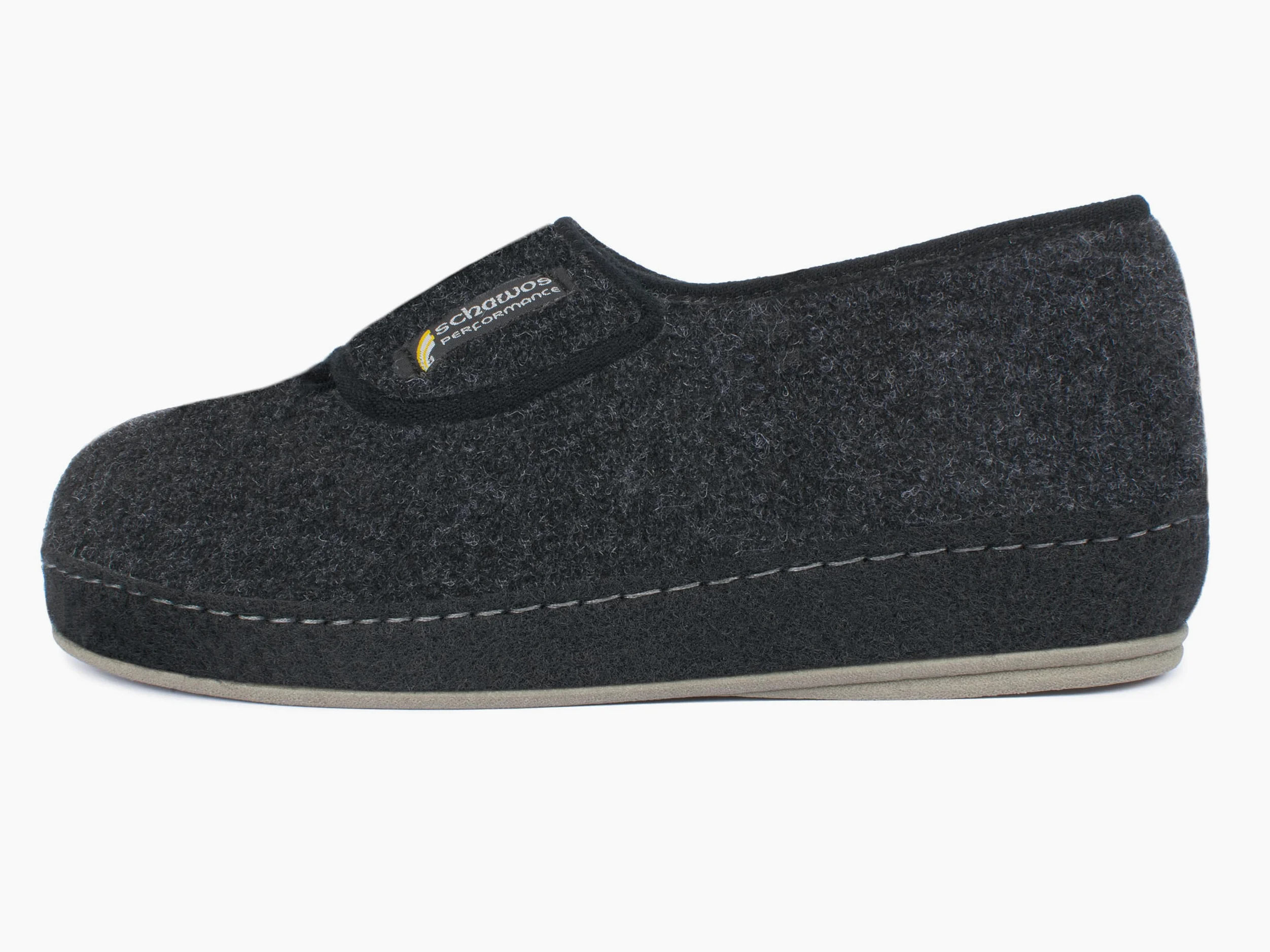 SCHAWOS Hombre Zapatilla con Cierre Ajustable 6064 – Pantufla de fieltro con forro de lana, antideslizante y cómoda