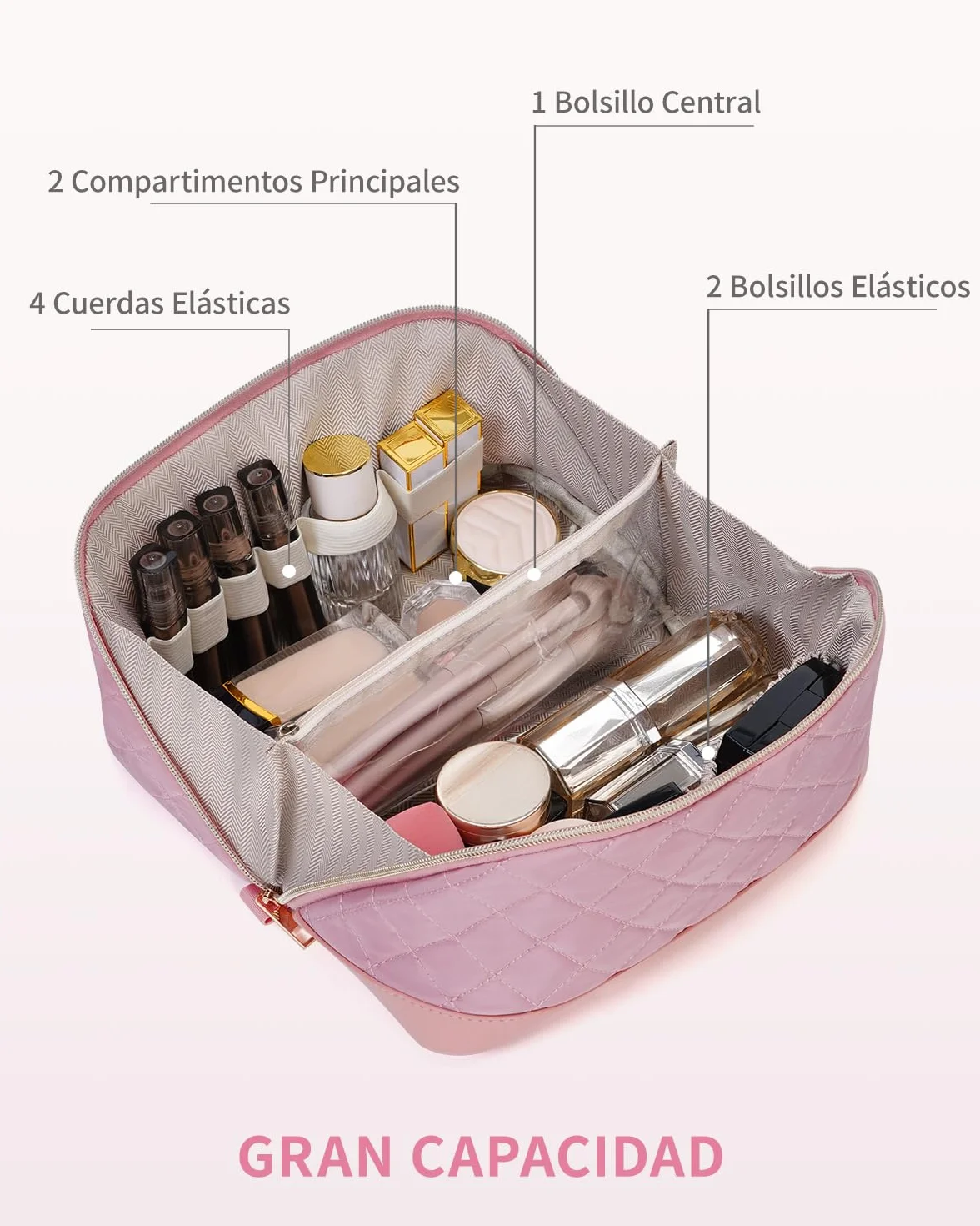 Wandering Nature Neceser Mujer Grande Maquillaje Impermeable – Bolsa de Cosméticos de Viaje con Separador Transparente, Múltiples Compartimentos y Asa – Organizador de Belleza Ideal para Regalar