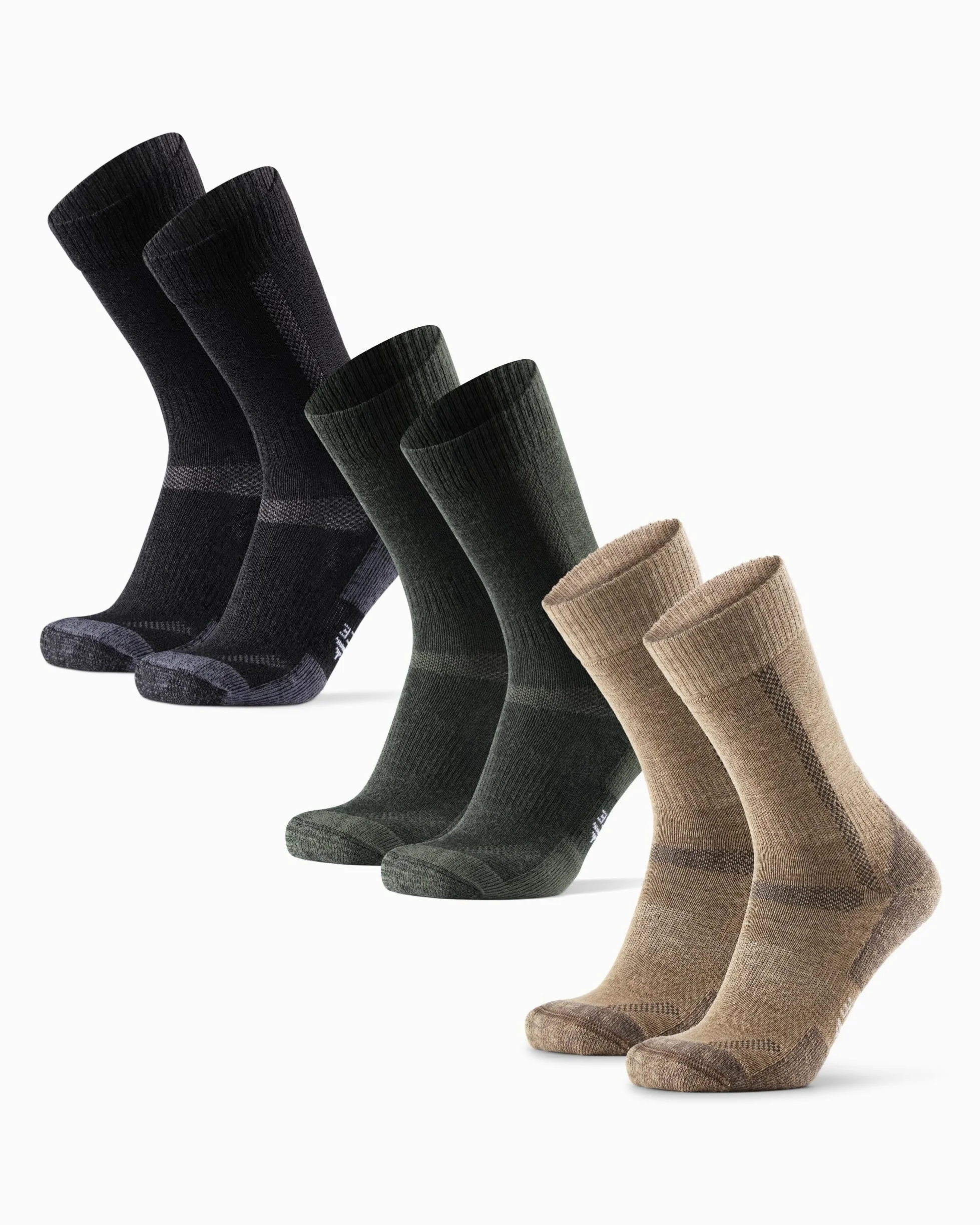 DANISH ENDURANCE Calcetines Senderismo Lana, 3 y 5 Pack MC (1xBeige, 1xVerde, 1xNegro/Gris) 35-38